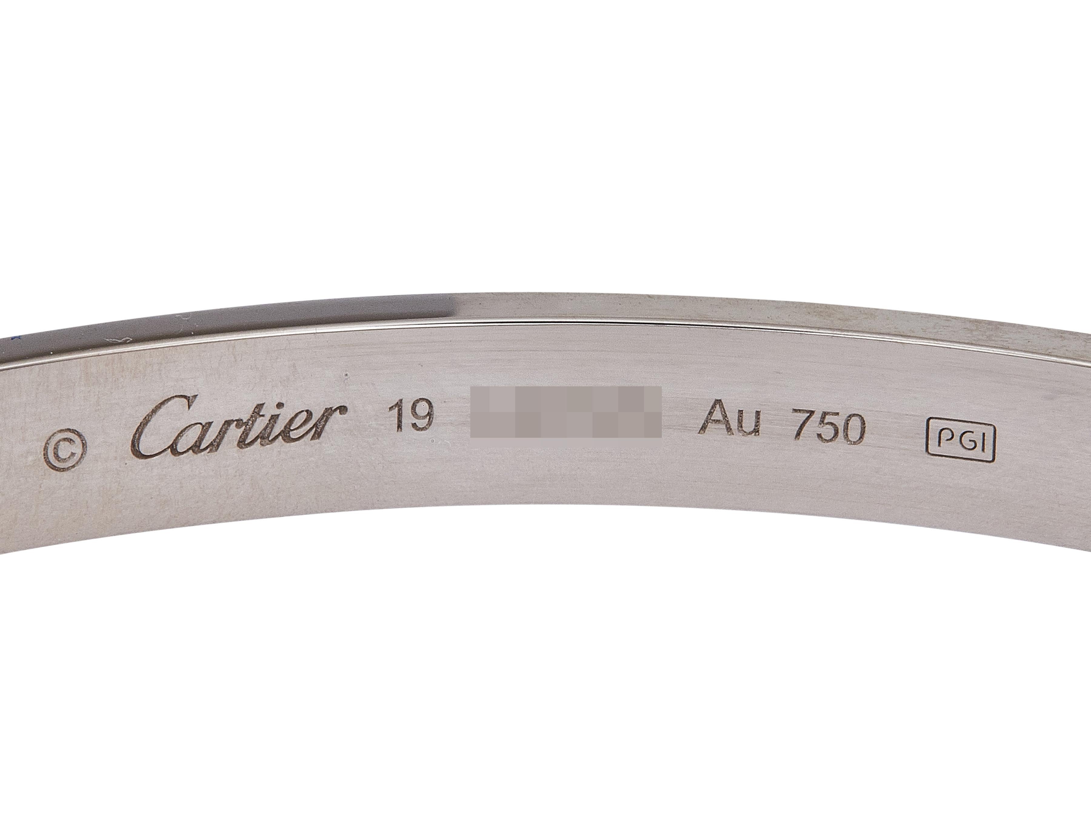 Cartier LOVE Armband Classic Model 18K Weißgold Größe 19 im Angebot 1