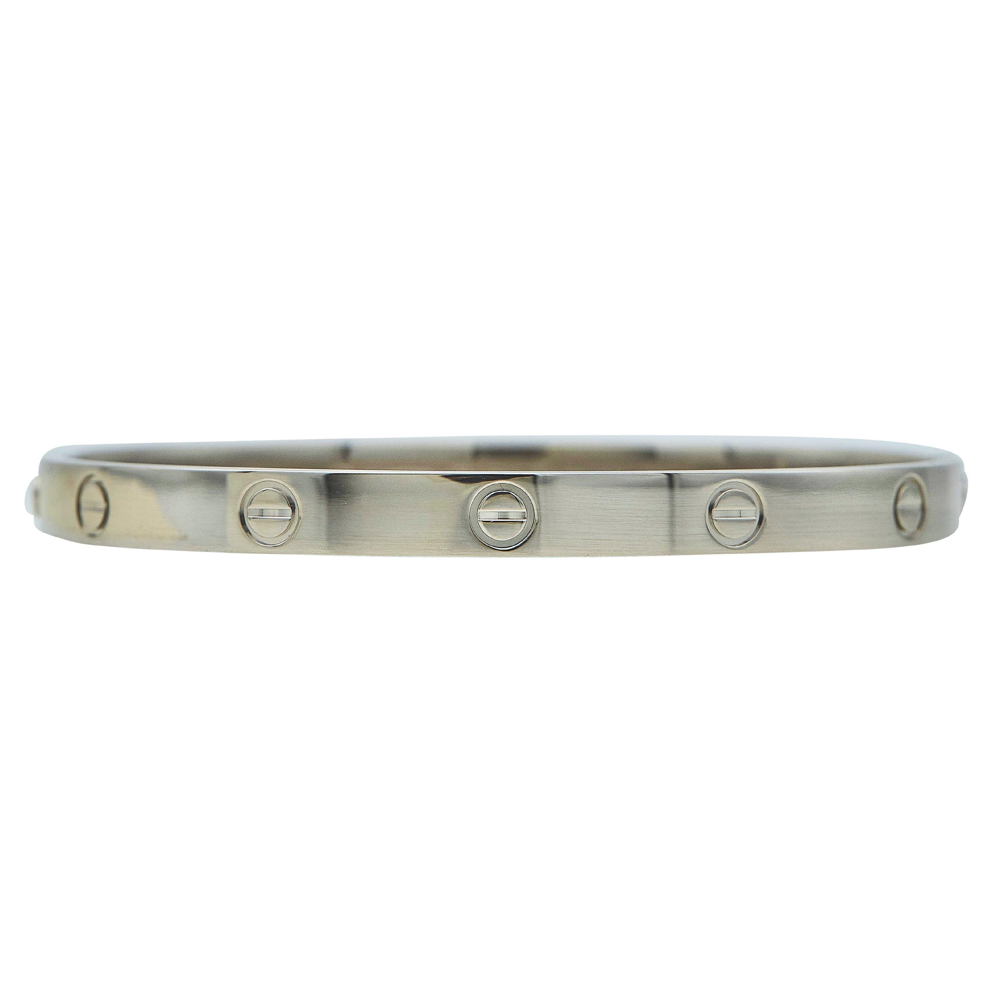 Cartier Bracciale dell'Amore Modello Classico Oro Bianco 18K Taglia 19 in vendita