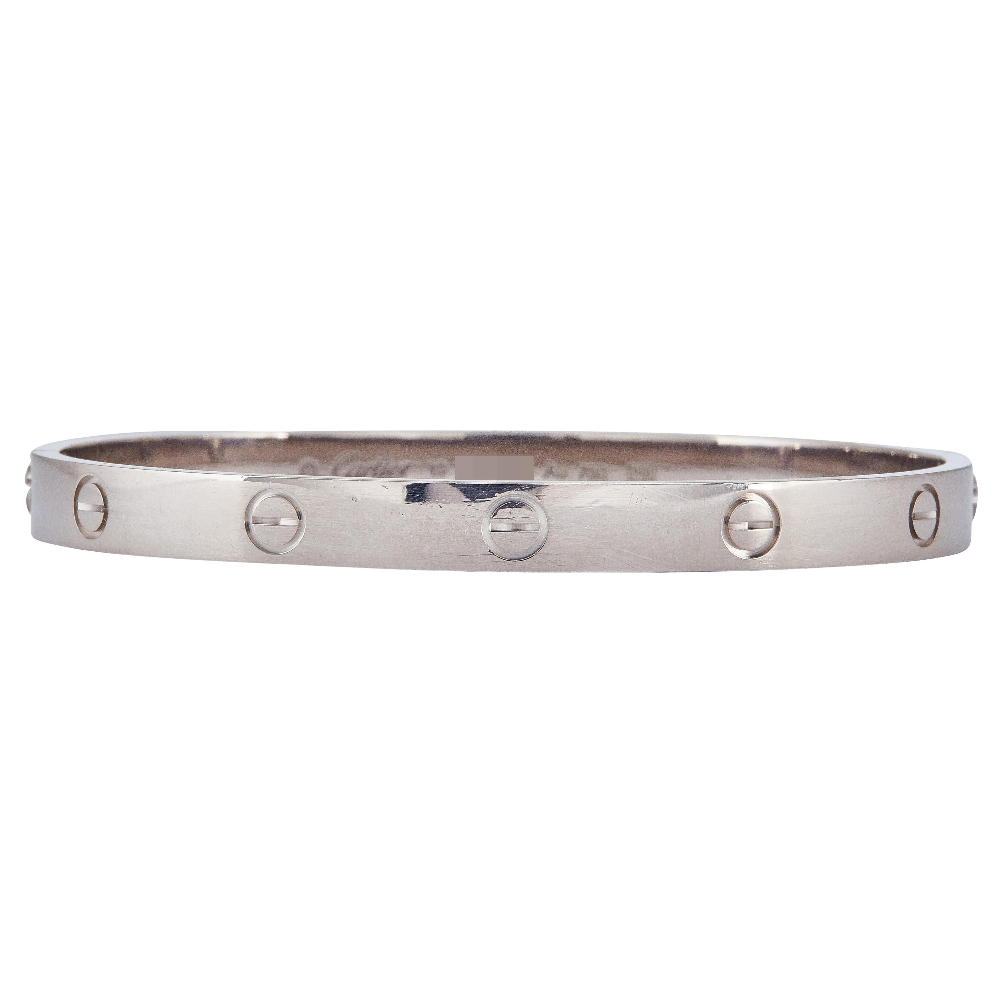 Cartier LOVE Armband Classic Model 18K Weißgold Größe 19 im Angebot