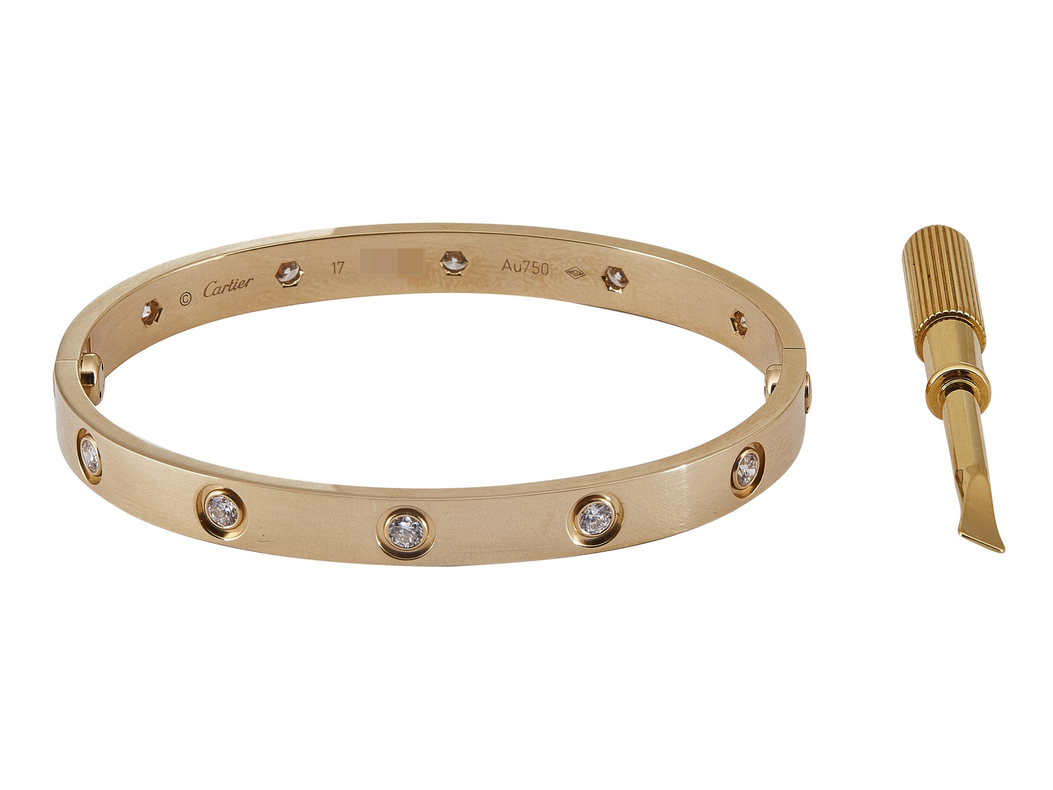 Cartier Love Bracelet Modèle Classique Or Jaune 18K 10-Diamants Taille 17 Unisexe en vente