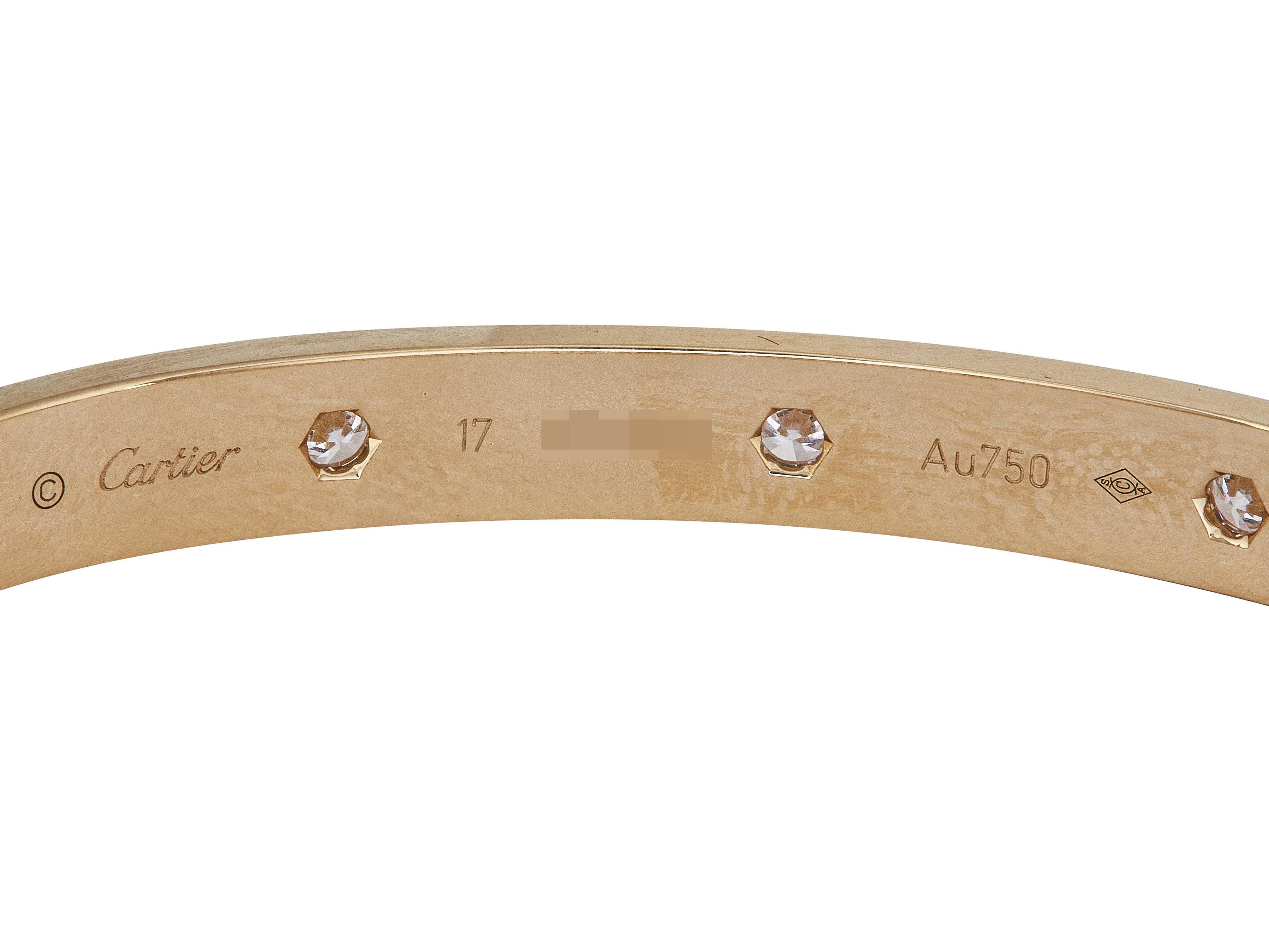 Cartier Love Bracelet Modèle Classique Or Jaune 18K 10-Diamants Taille 17 en vente 2