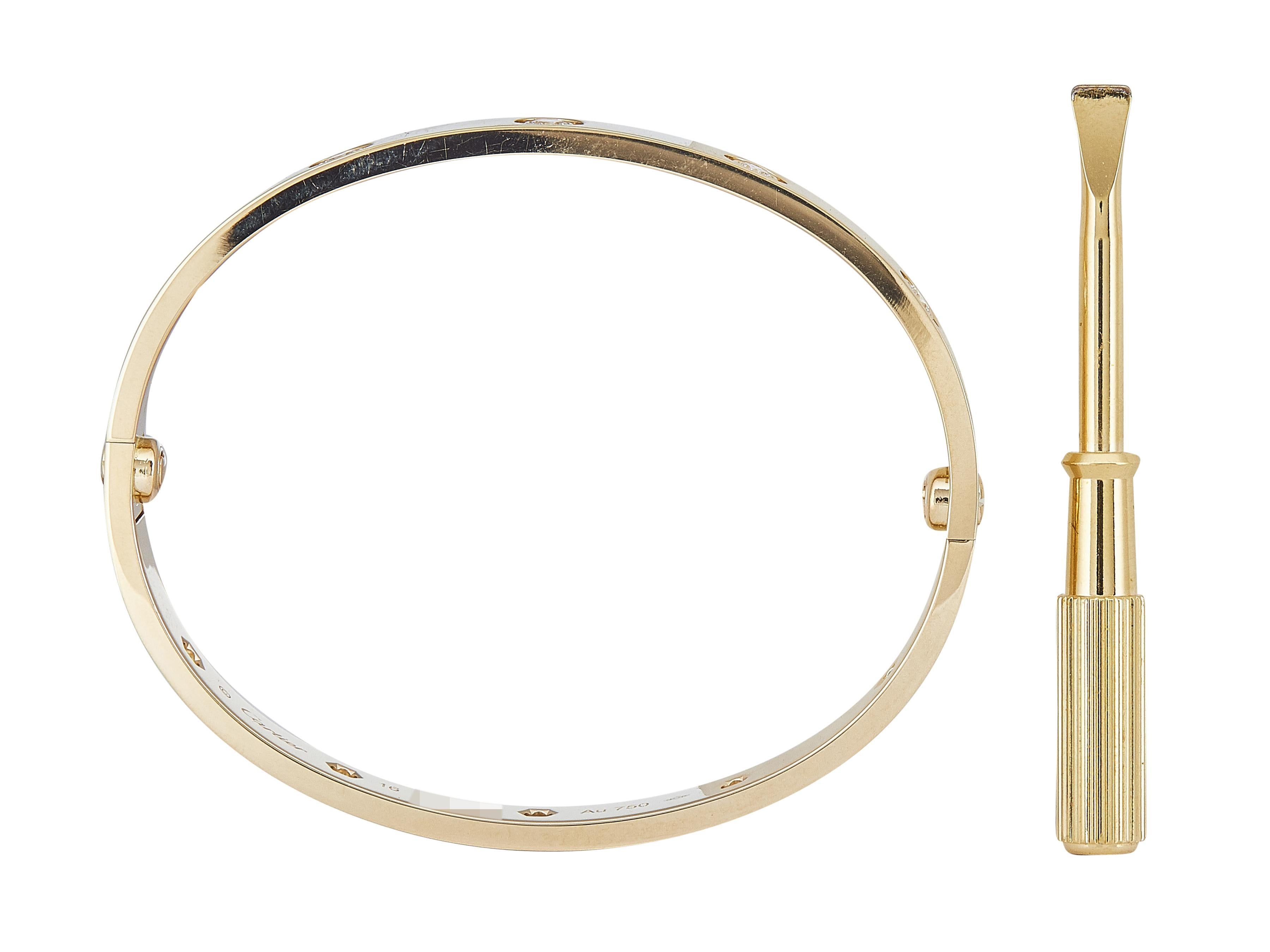 Cartier LOVE Pulsera Modelo Cl�ásico Oro Amarillo 18K 10-Diamantes Talla 16 Corte redondo en venta