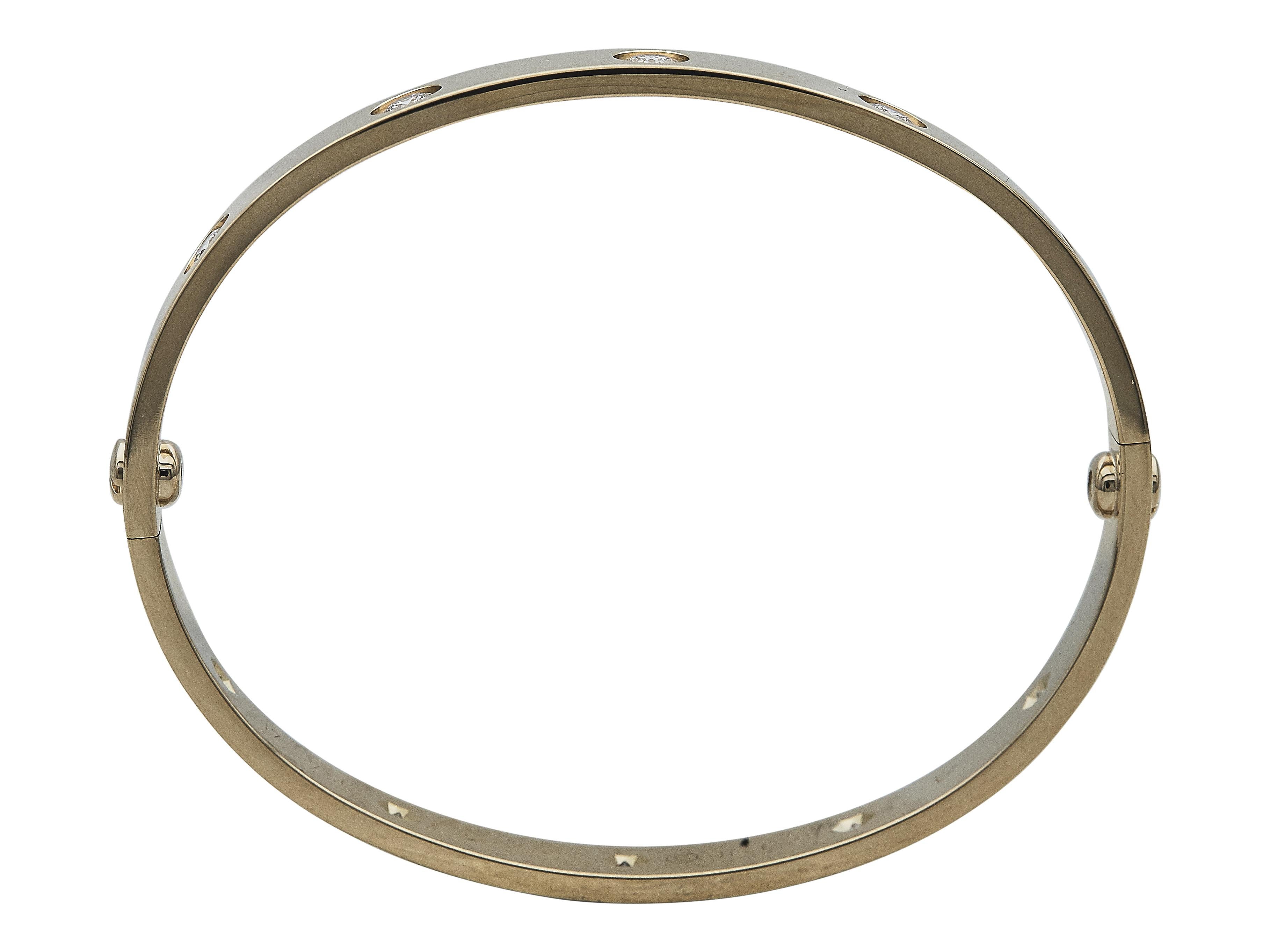Cartier Love Armband Classic Modell 18K Gelbgold 10 Diamanten Größe 17 (Rundschliff) im Angebot