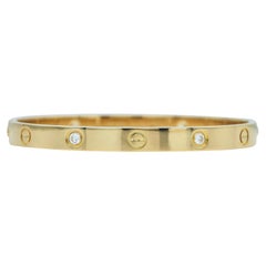 Pulsera Cartier Love, modelo clásico, oro amarillo de 18 quilates, con 4 diamantes, talla 18