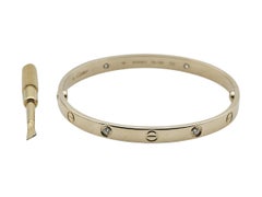 Cartier Love Bracelet, Classic Model, 18K Yellow Gold, 4-Diamond, Size 19