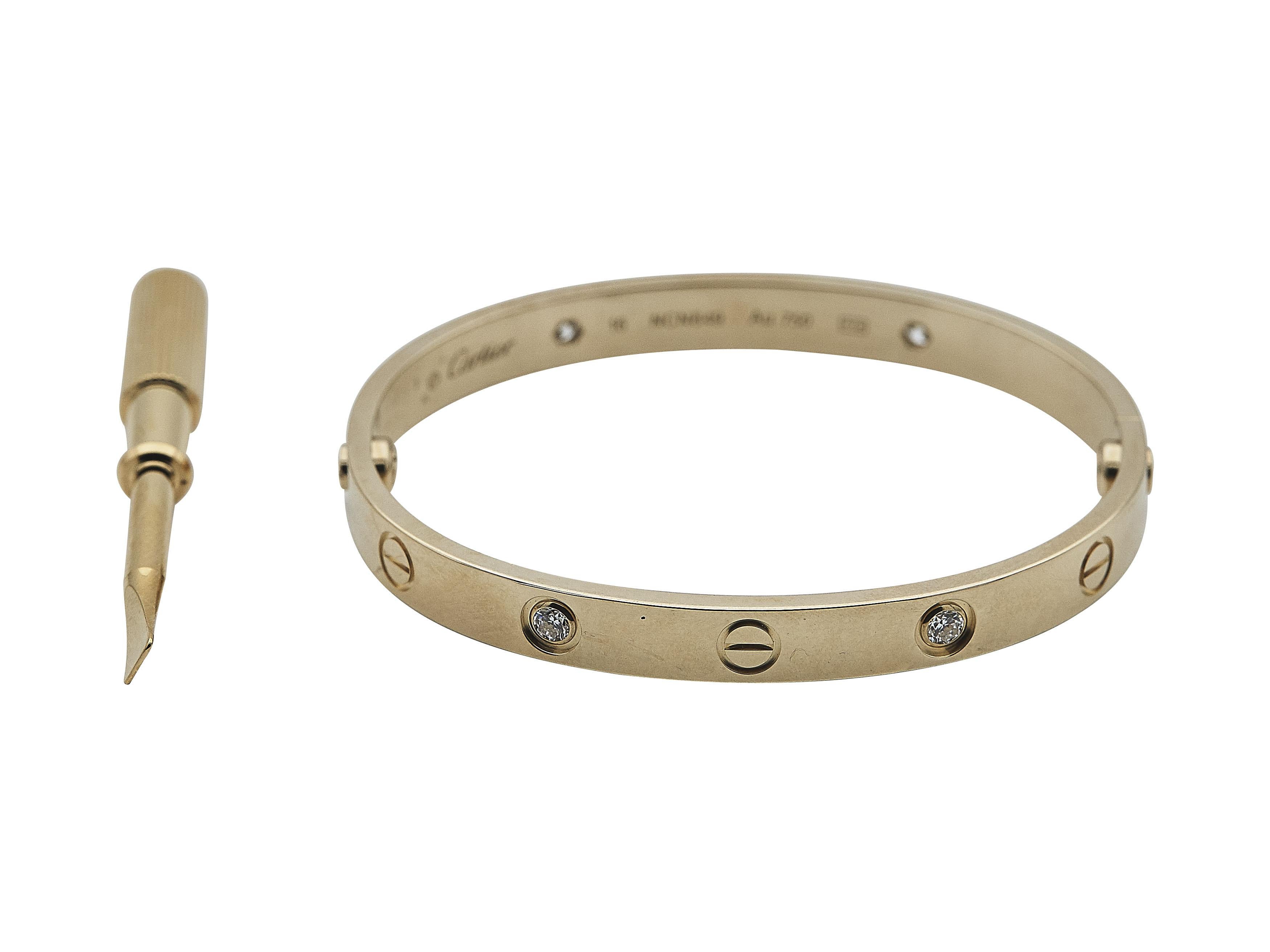 da uomo o donna Cartier Bracciale dell'Amore Modello Classico Oro Giallo 18 carati 4 Diamanti Misura 16 in vendita