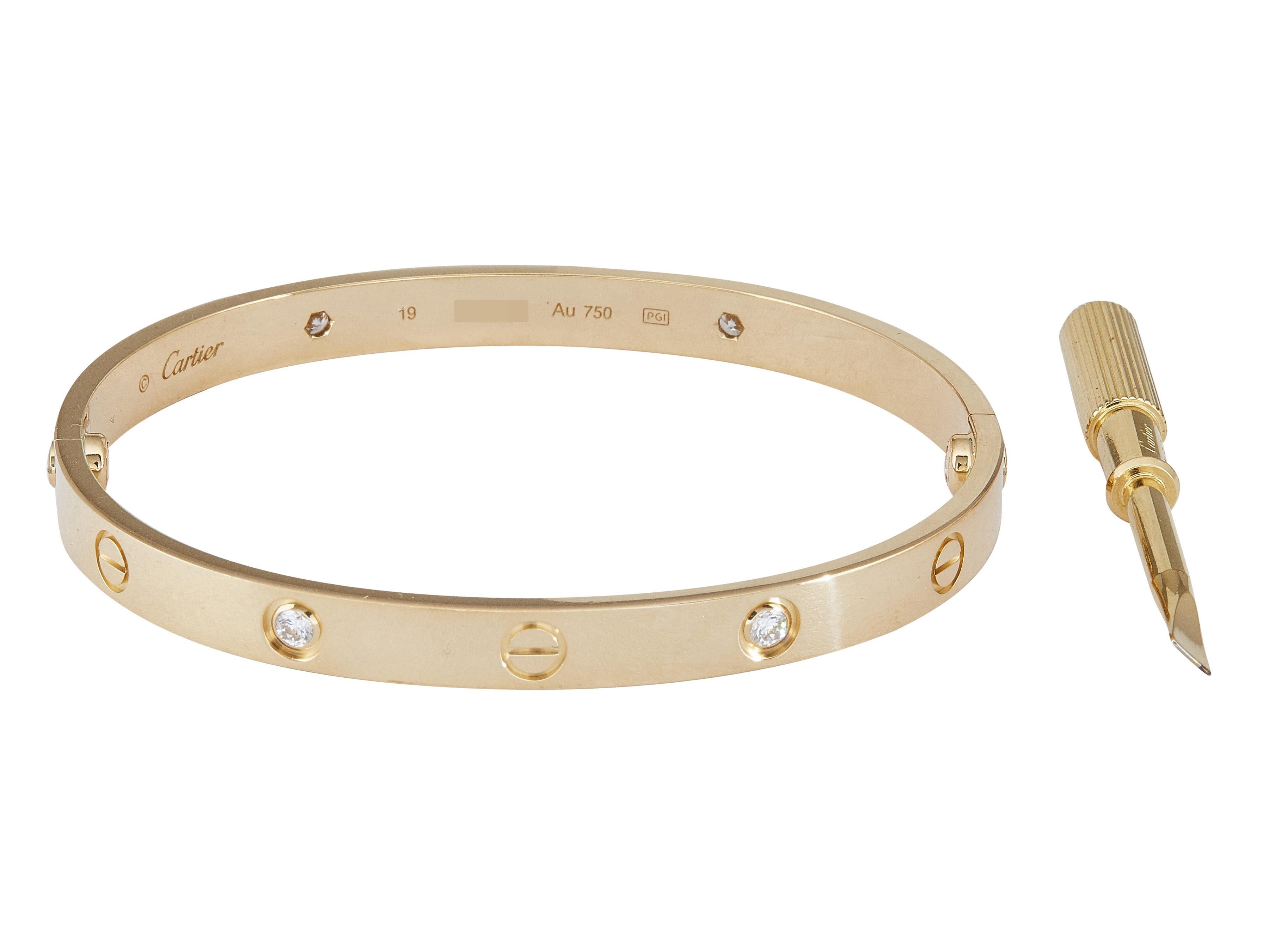 Cartier LOVE Armband Klassisches Modell 18K Gelbgold 4-Diamanten Größe 19 (Zeitgenössisch) im Angebot
