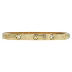 Cartier Love Bracelet, Classic Model, 18K Yellow Gold, 4-Diamonds, Size 19