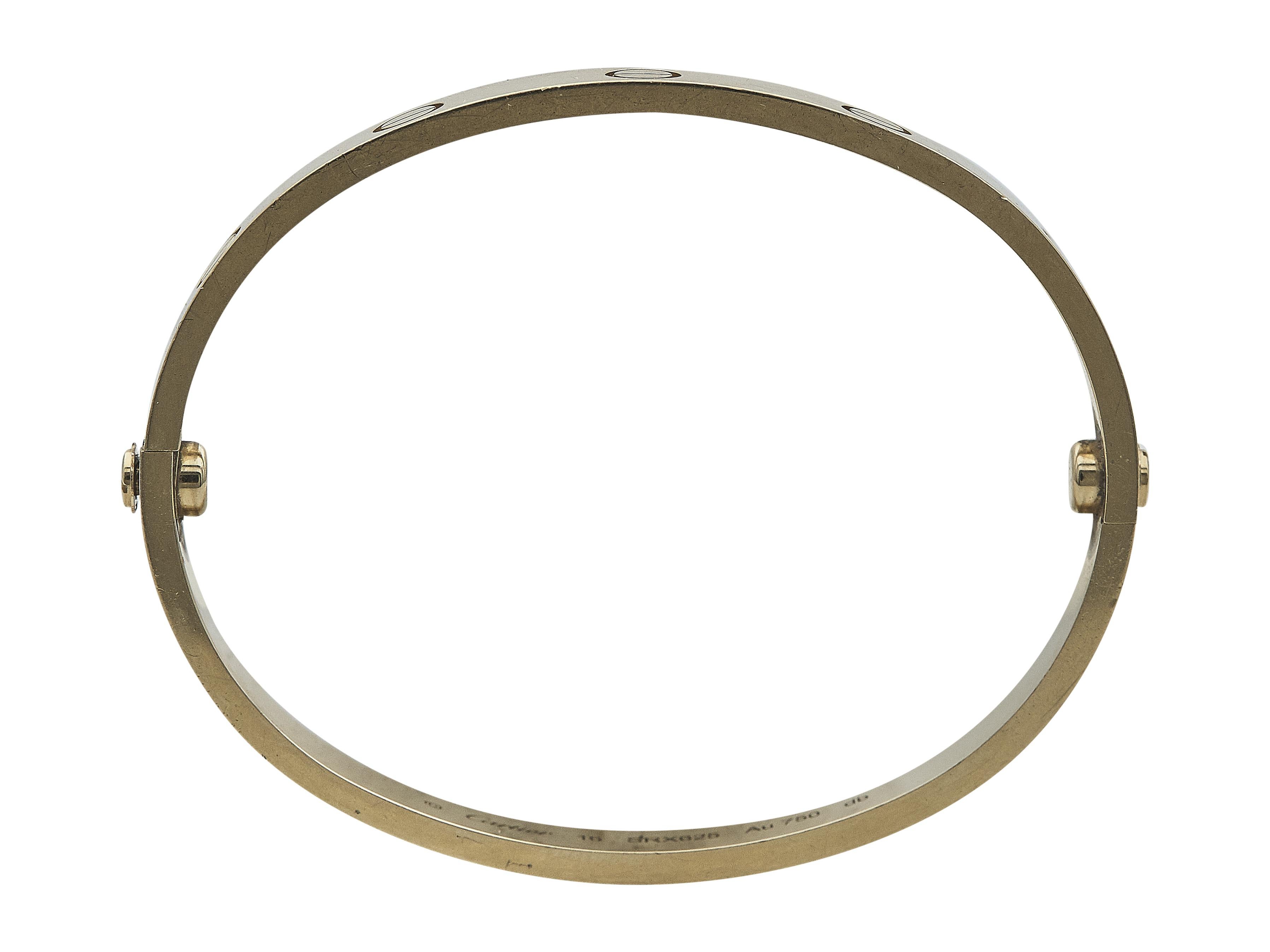 Cartier Love Bracelet Classic Model 18K Yellow Gold Size 16 In Good Condition For Sale In New York, NY