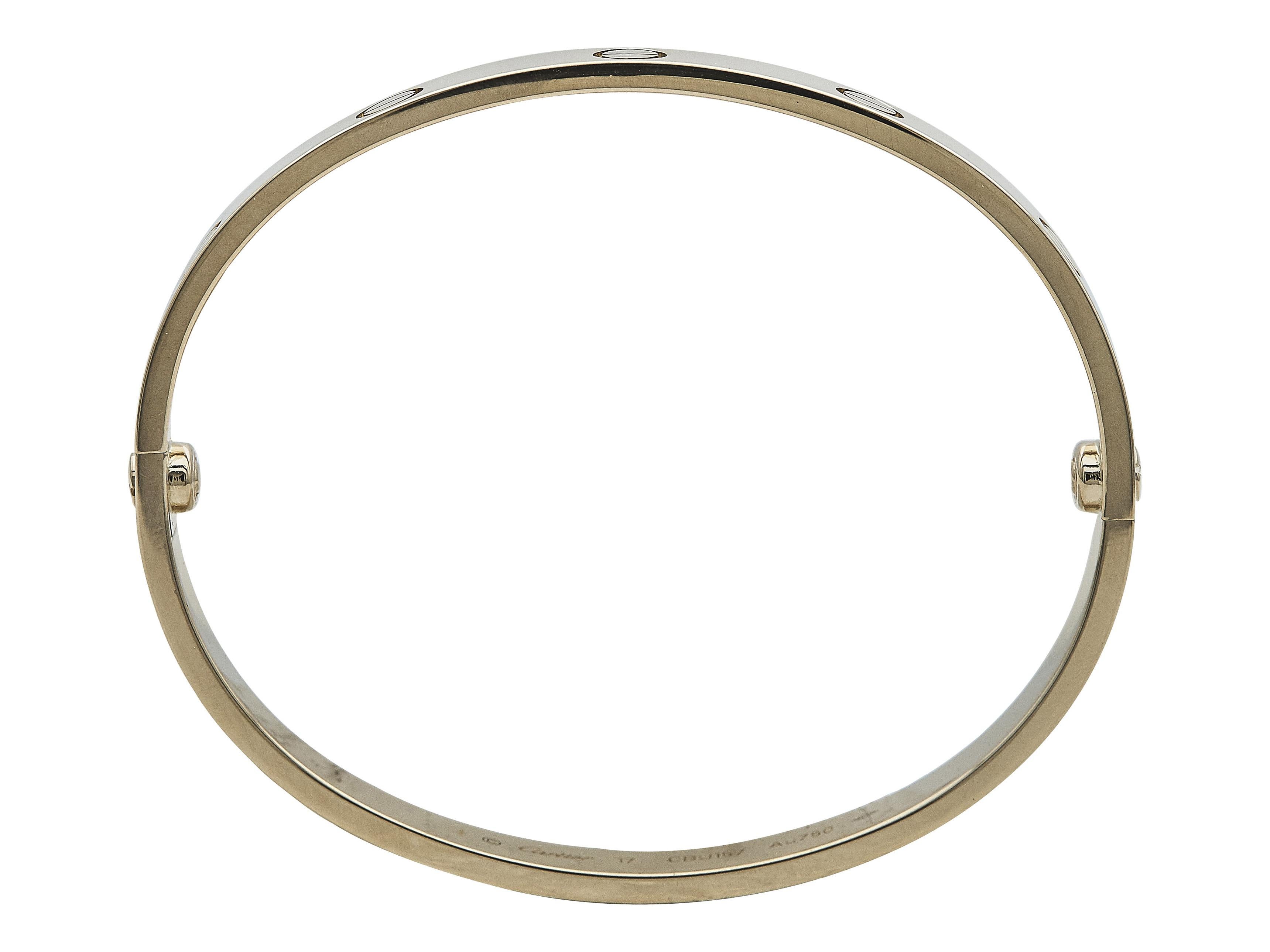Cartier Love Armband Classic Model 18K Gelbgold Größe 17 im Zustand „Hervorragend“ im Angebot in New York, NY
