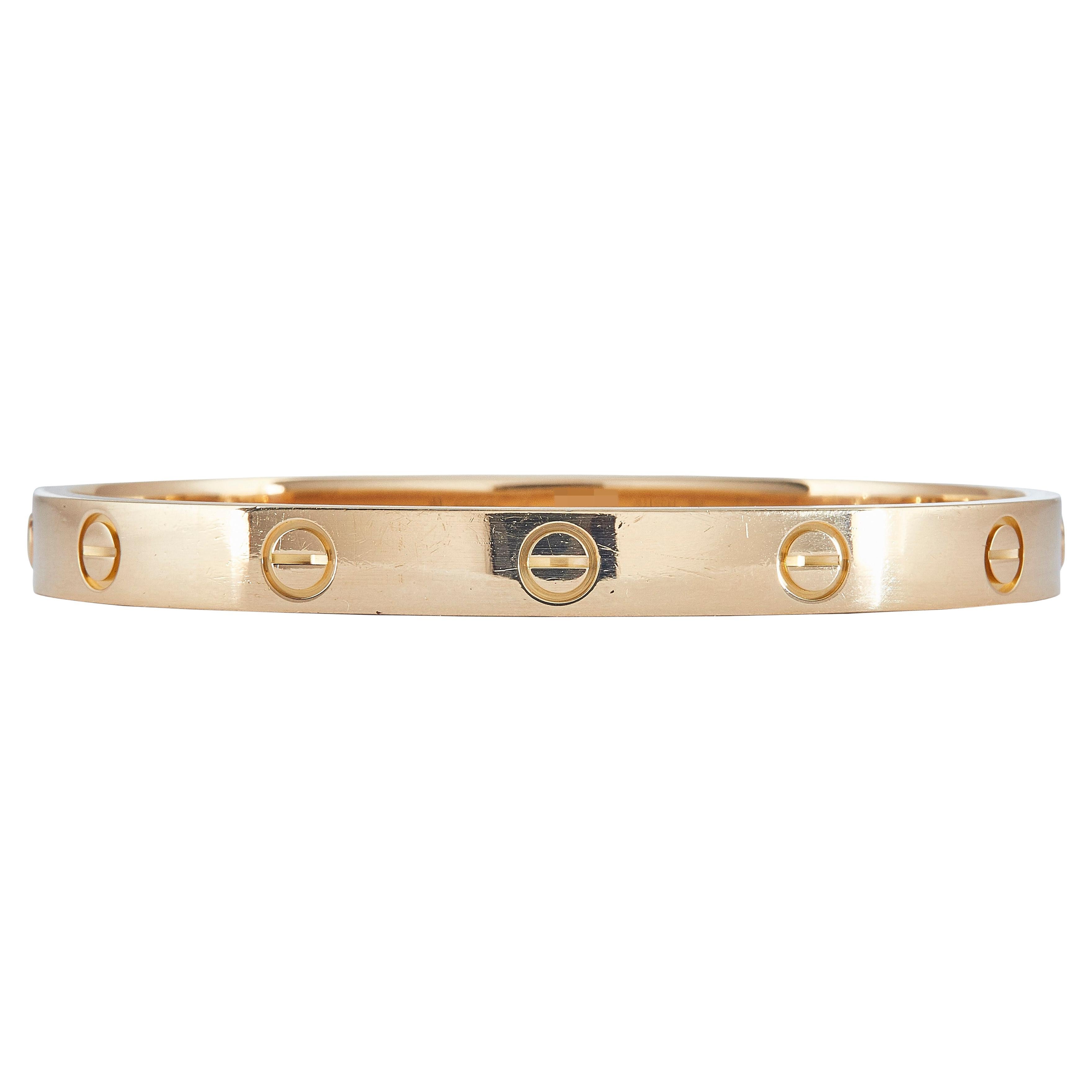 Cartier Love Bracelet Classic Model 18K Yellow Gold Size 17