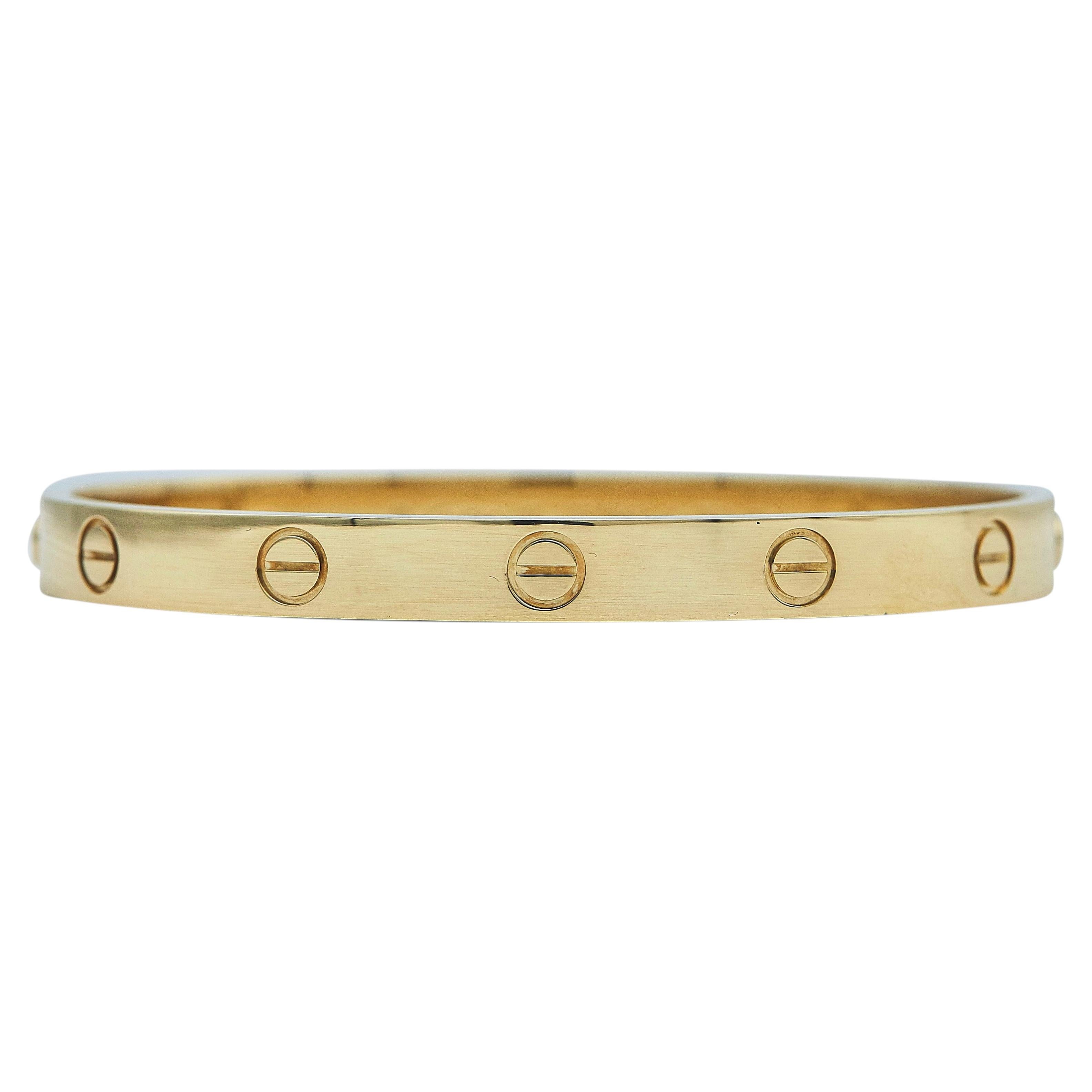 Bracciale Cartier Love, modello classico, oro giallo 18 carati, misura 17 in vendita