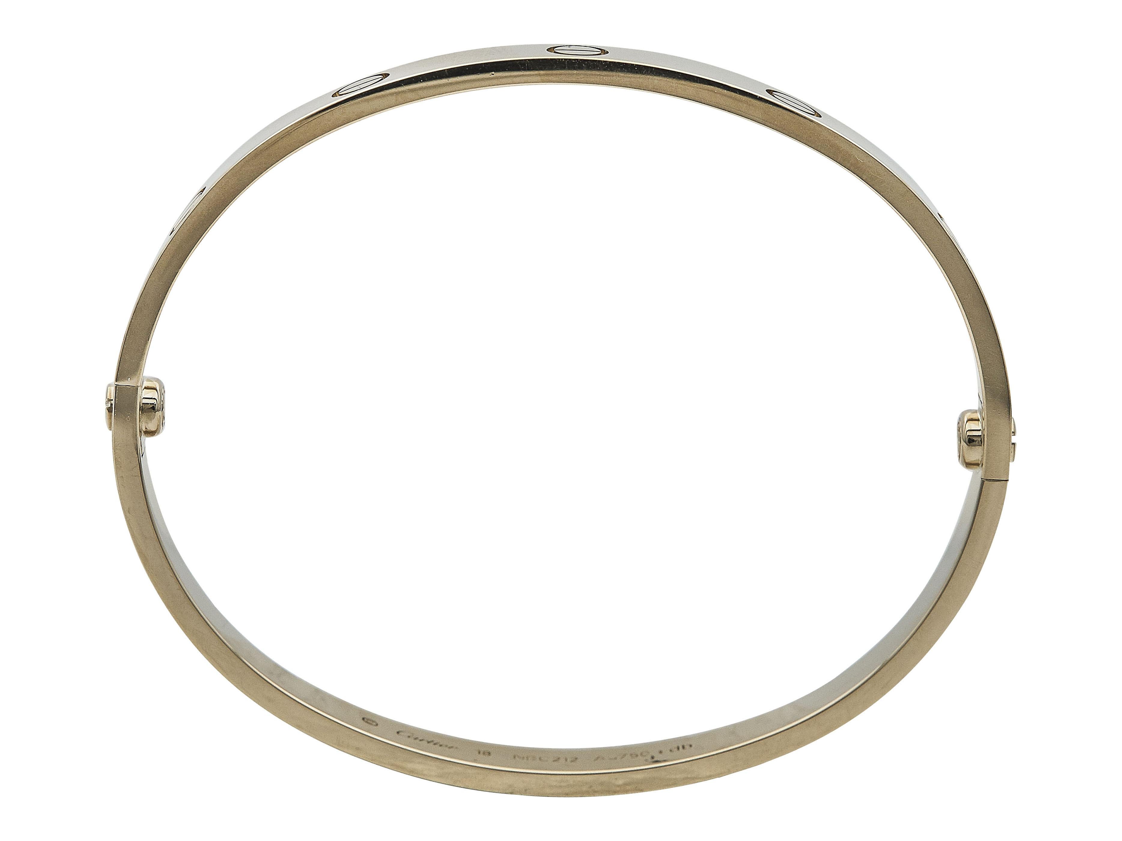 Pulsera Cartier Love Modelo Clásico Oro Amarillo 18K Talla 18 en Excelente estado para la venta en New York, NY