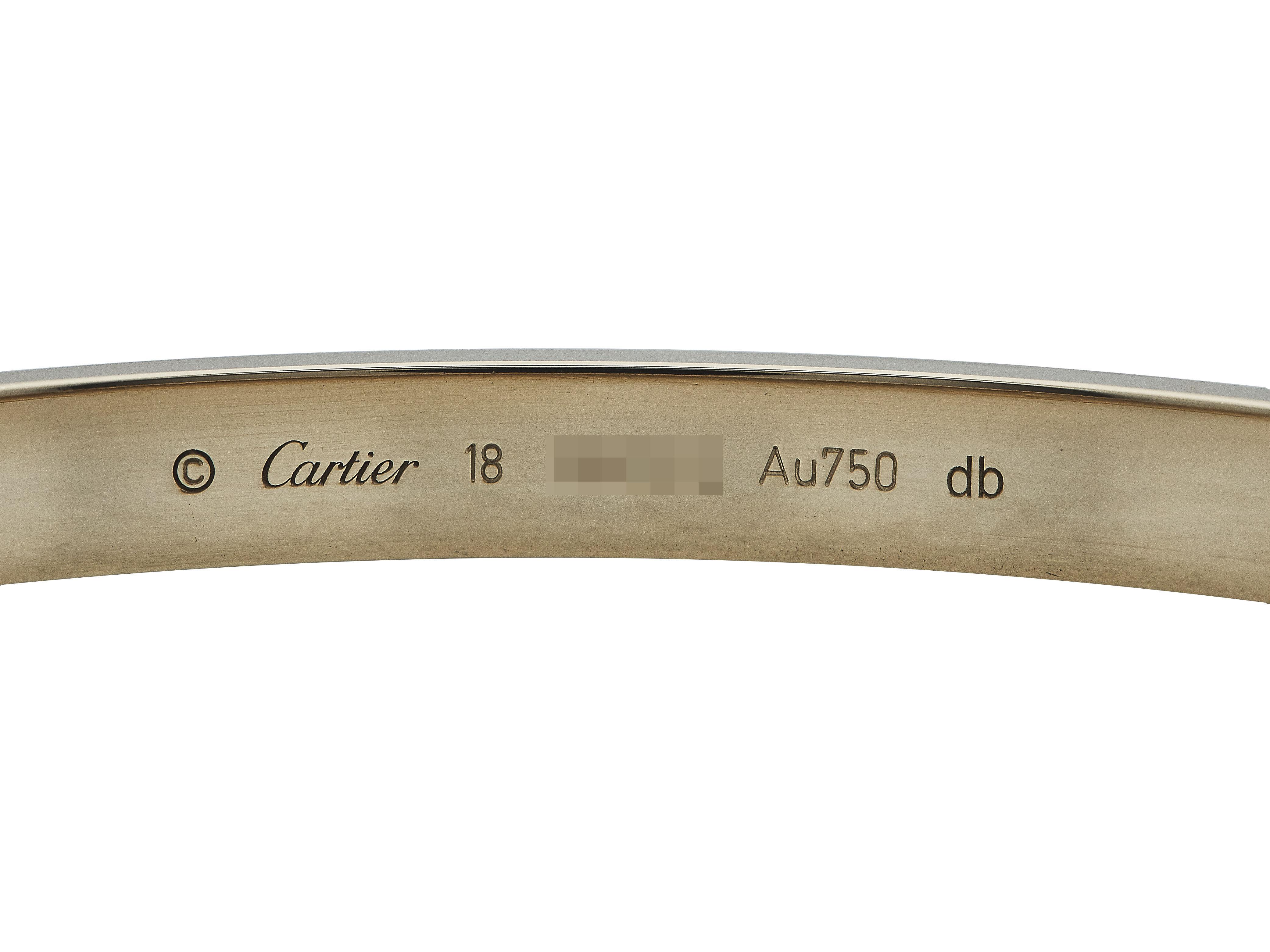 Femenino o masculino Pulsera Cartier Love Modelo Clásico Oro Amarillo 18K Talla 18 en venta