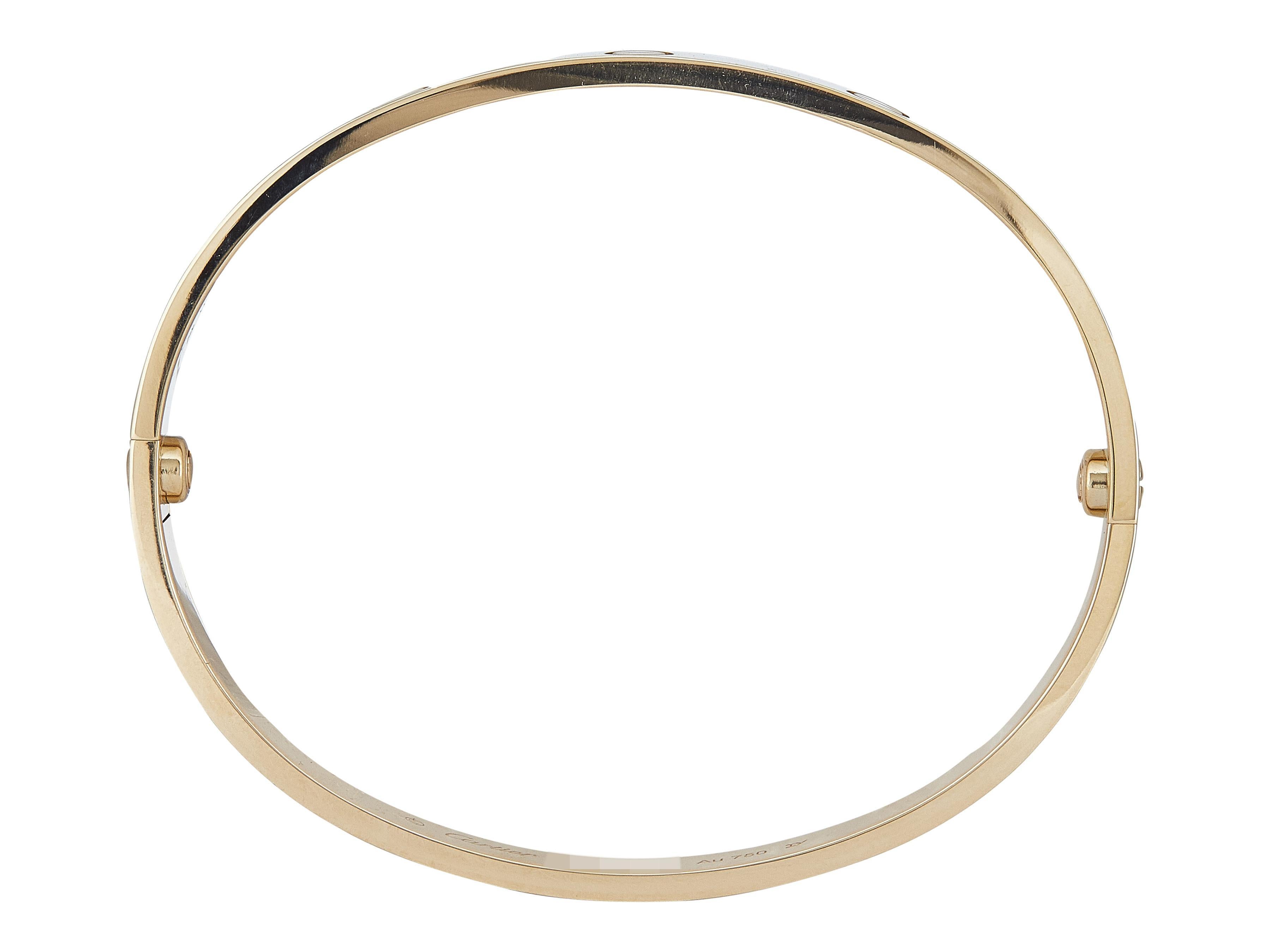 Cartier LOVE Pulsera Modelo Clásico Oro Amarillo 18K Talla 18 en Excelente estado para la venta en New York, NY