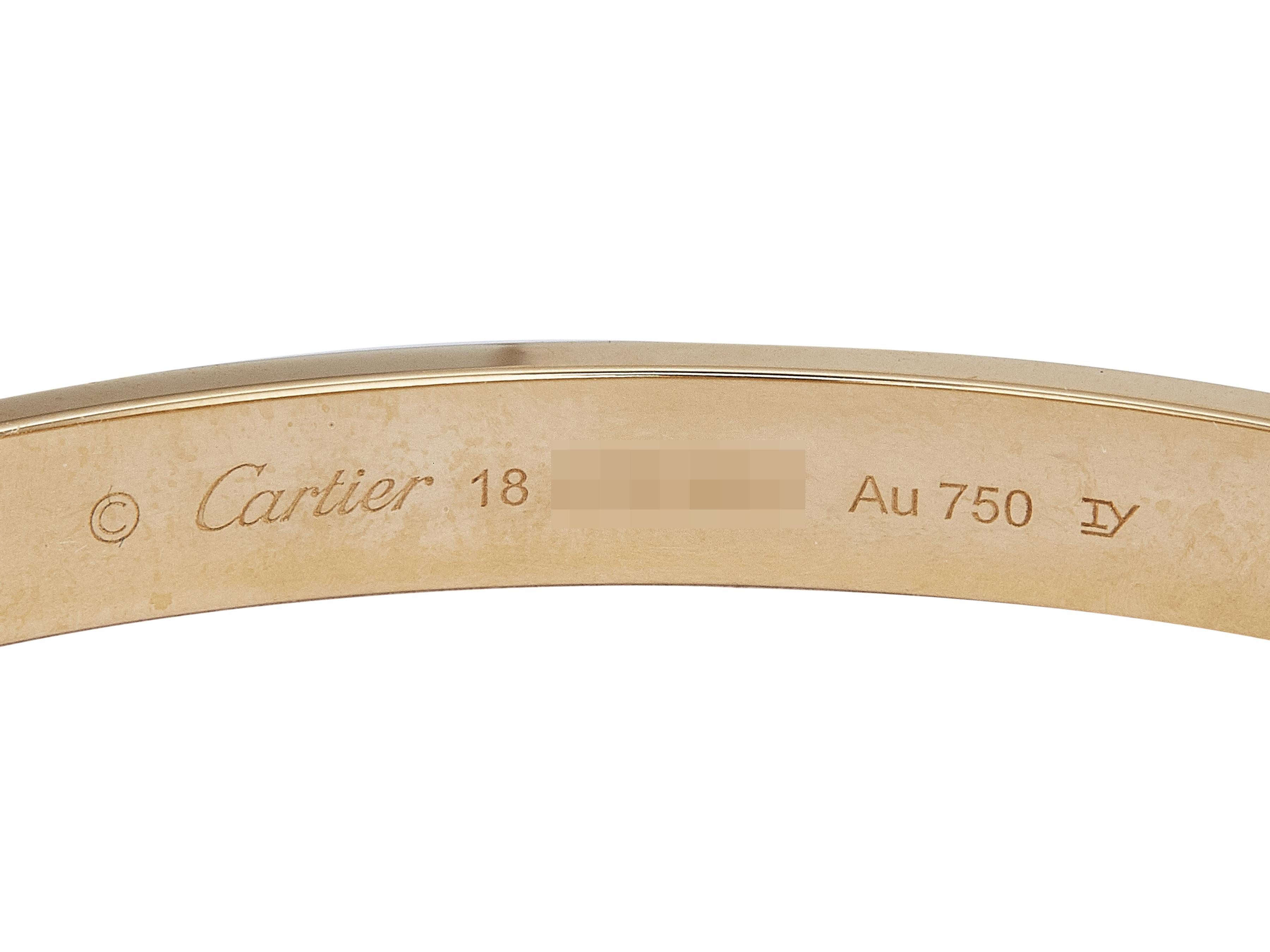 Femenino o masculino Cartier LOVE Pulsera Modelo Clásico Oro Amarillo 18K Talla 18 en venta