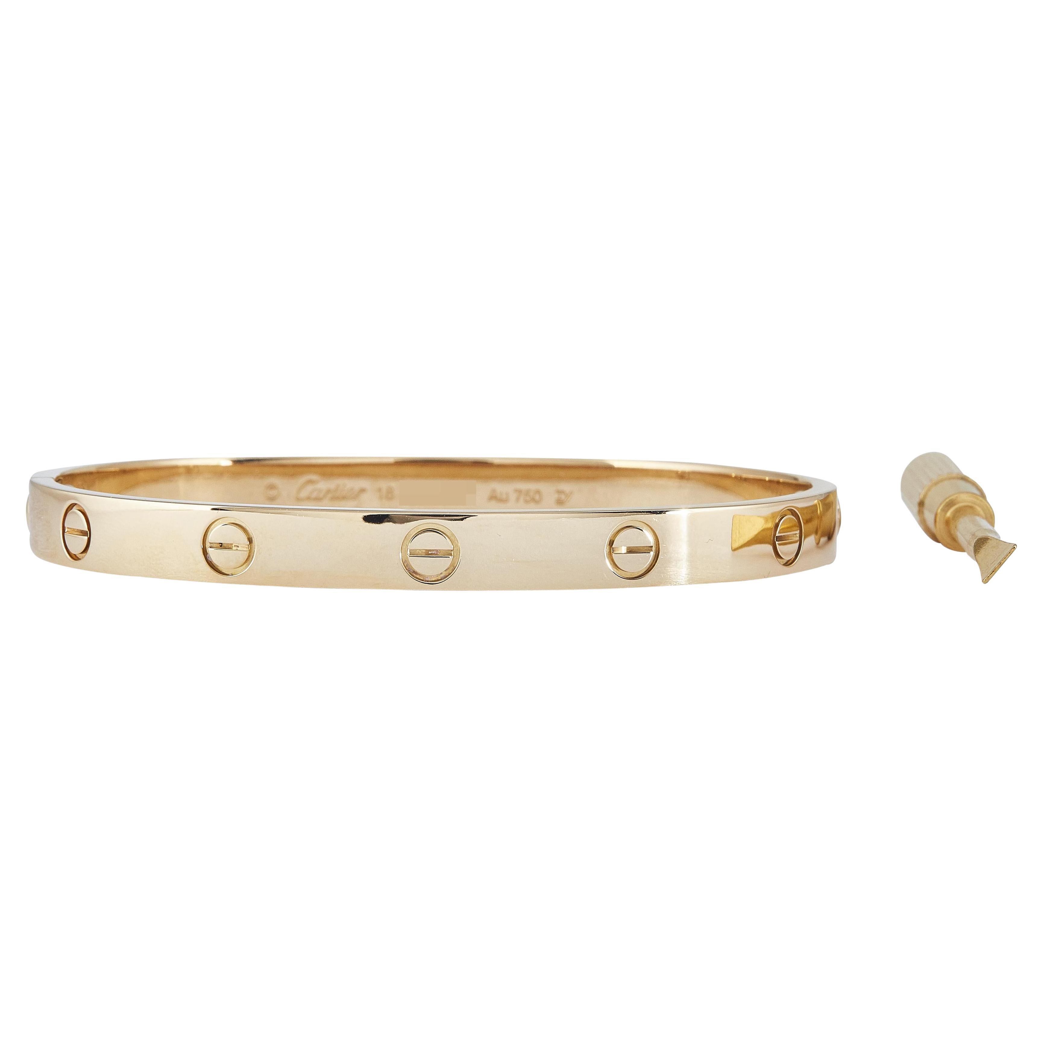 Cartier LOVE Pulsera Modelo Clásico Oro Amarillo 18K Talla 18 en venta