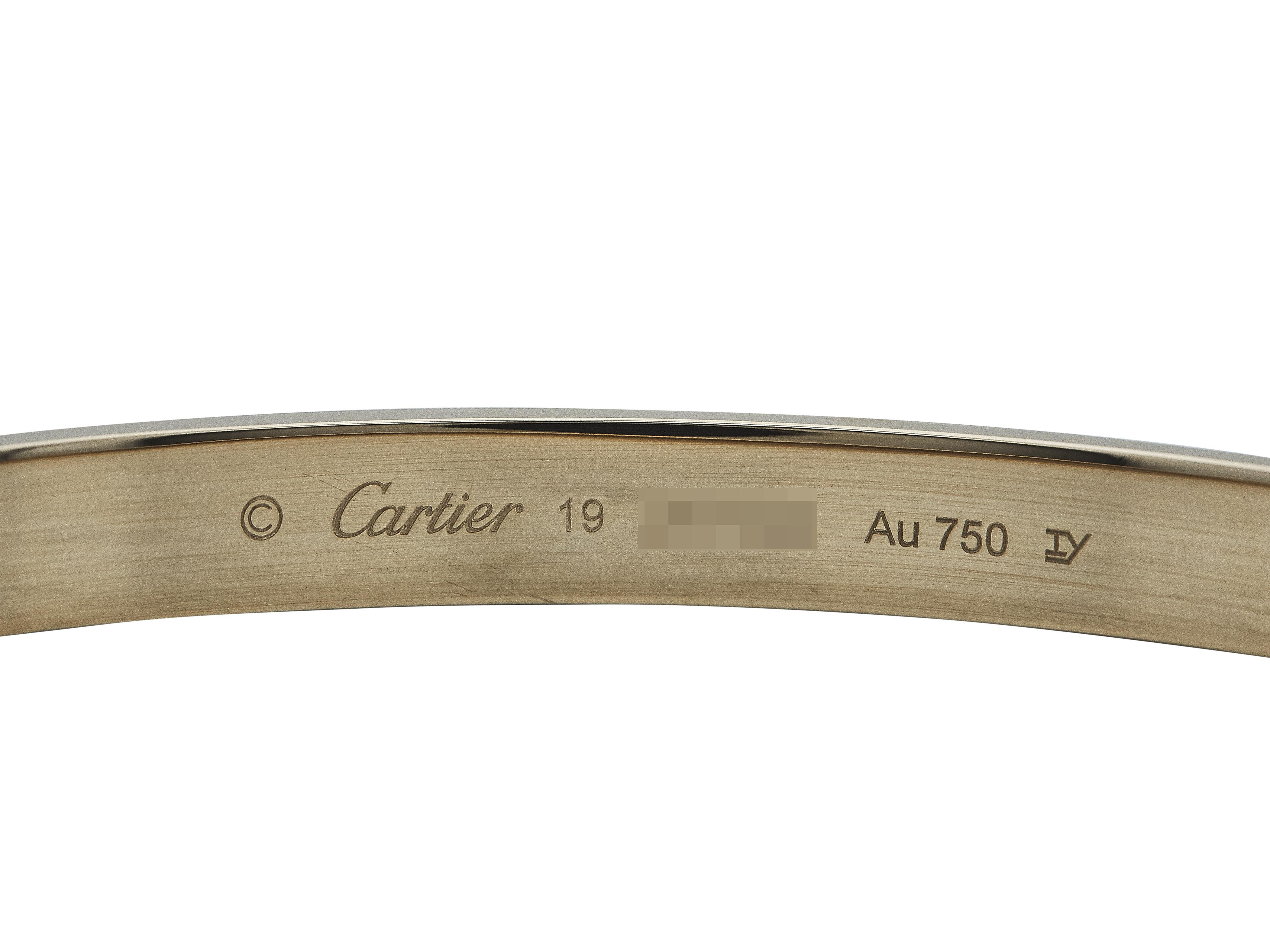 Cartier Love Bracelet Modèle Classique Or Jaune 18K Taille 19 Unisexe en vente