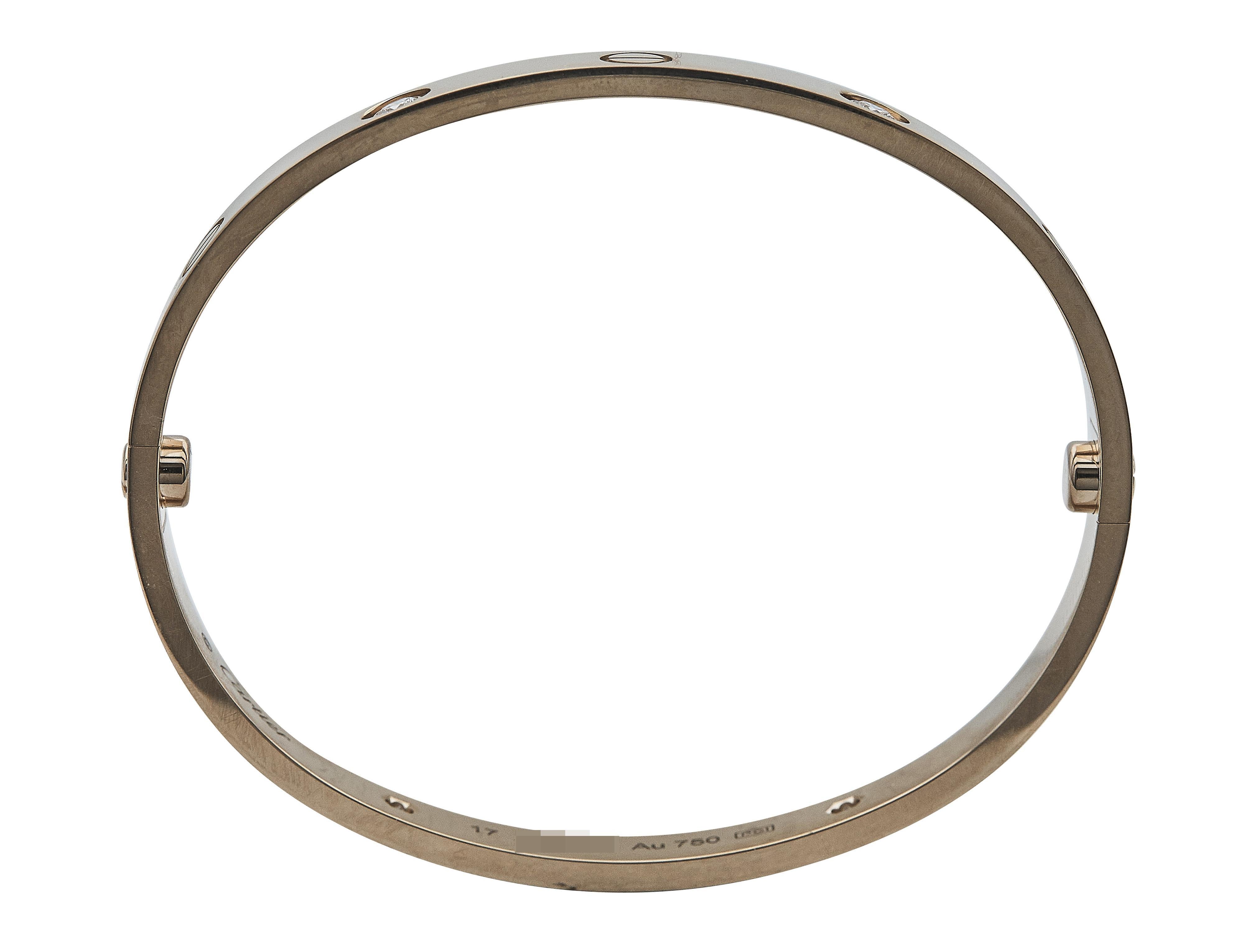 Cartier Love Bracelet Classic Model No. 4 Diamant 18K Rose Gold Größe 17 (Rosenschliff) im Angebot