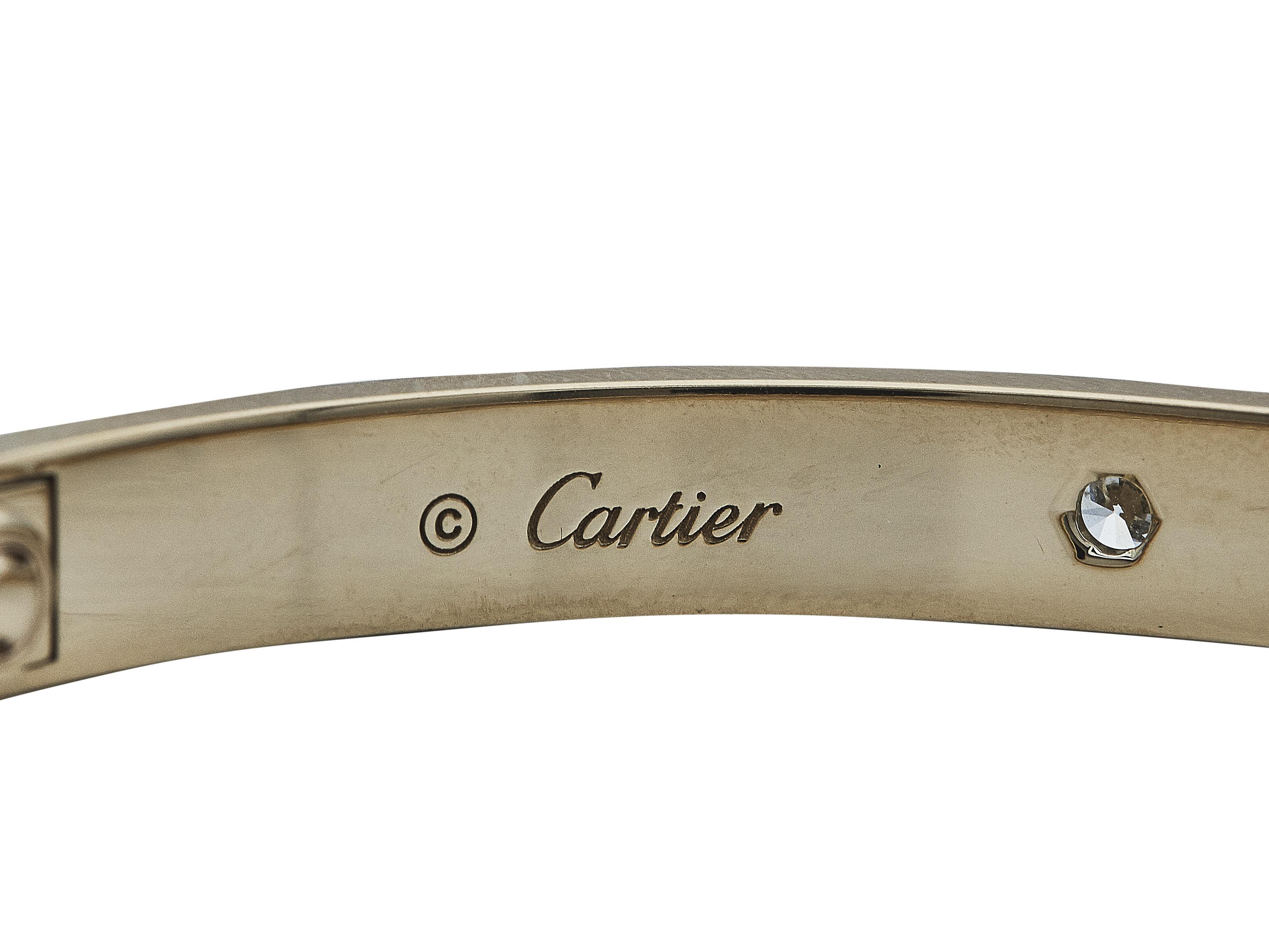 Cartier Pulsera del Amor Modelo Clásico 4 Diamantes Oro Amarillo 18K Talla 19 en Excelente estado para la venta en New York, NY