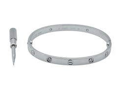 Cartier Love Bracelet, Classic Model, 4 Diamonds 18K White Gold Size 19
