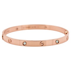 Cartier Love Bracelet Classic Model 4 diamonds Size 20 18k Rose gold Full Set