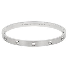 Cartier Love Armband, klassisches Modell, gebürstetes 18-karätiges Weißgold, Größe 20