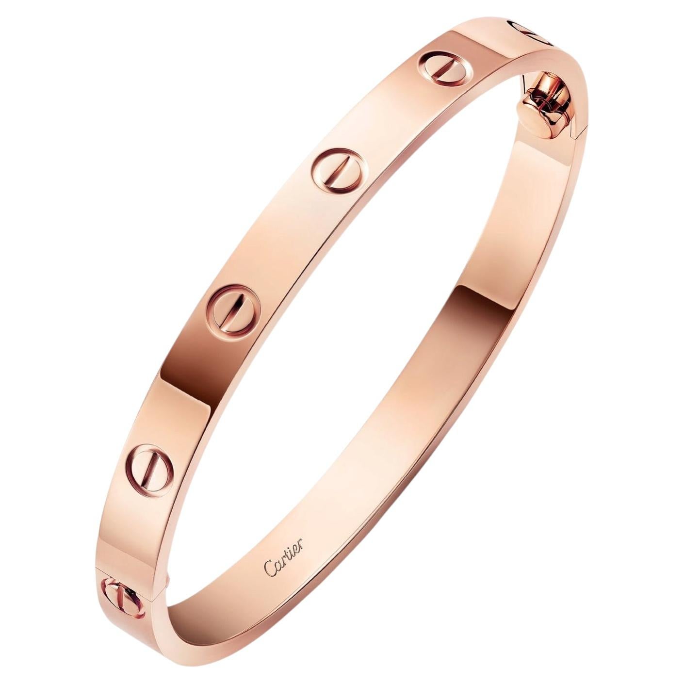 Cartier Love Bracelet Classic Model Two Functional Screws 18K Rose Gold Bangle For Sale