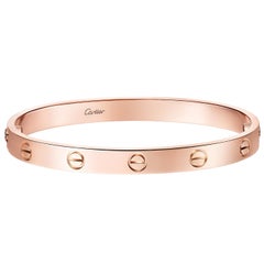 Cartier Love Bracelet Classic Model Two Functional Screws 18K Rose Gold Size 17