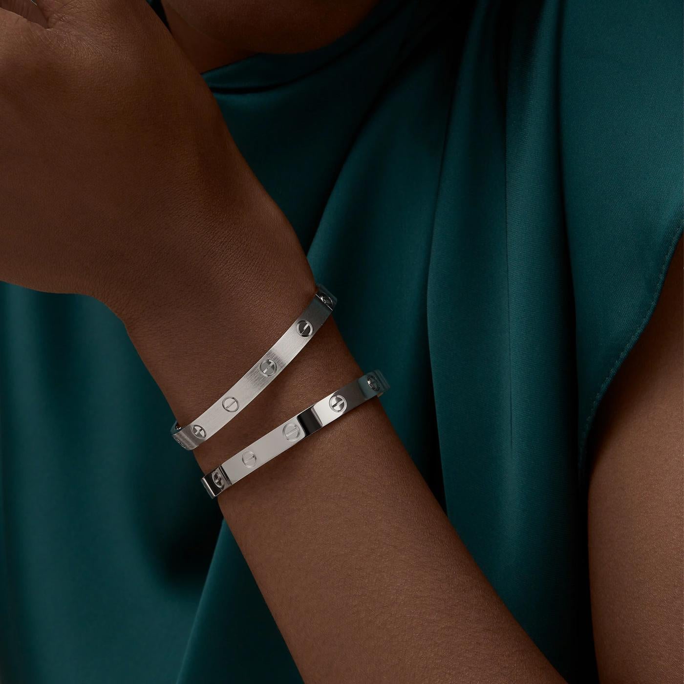 Cartier Love Bracelet Classic Model White Gold Oval Design Size 16 Bangle For Sale 9