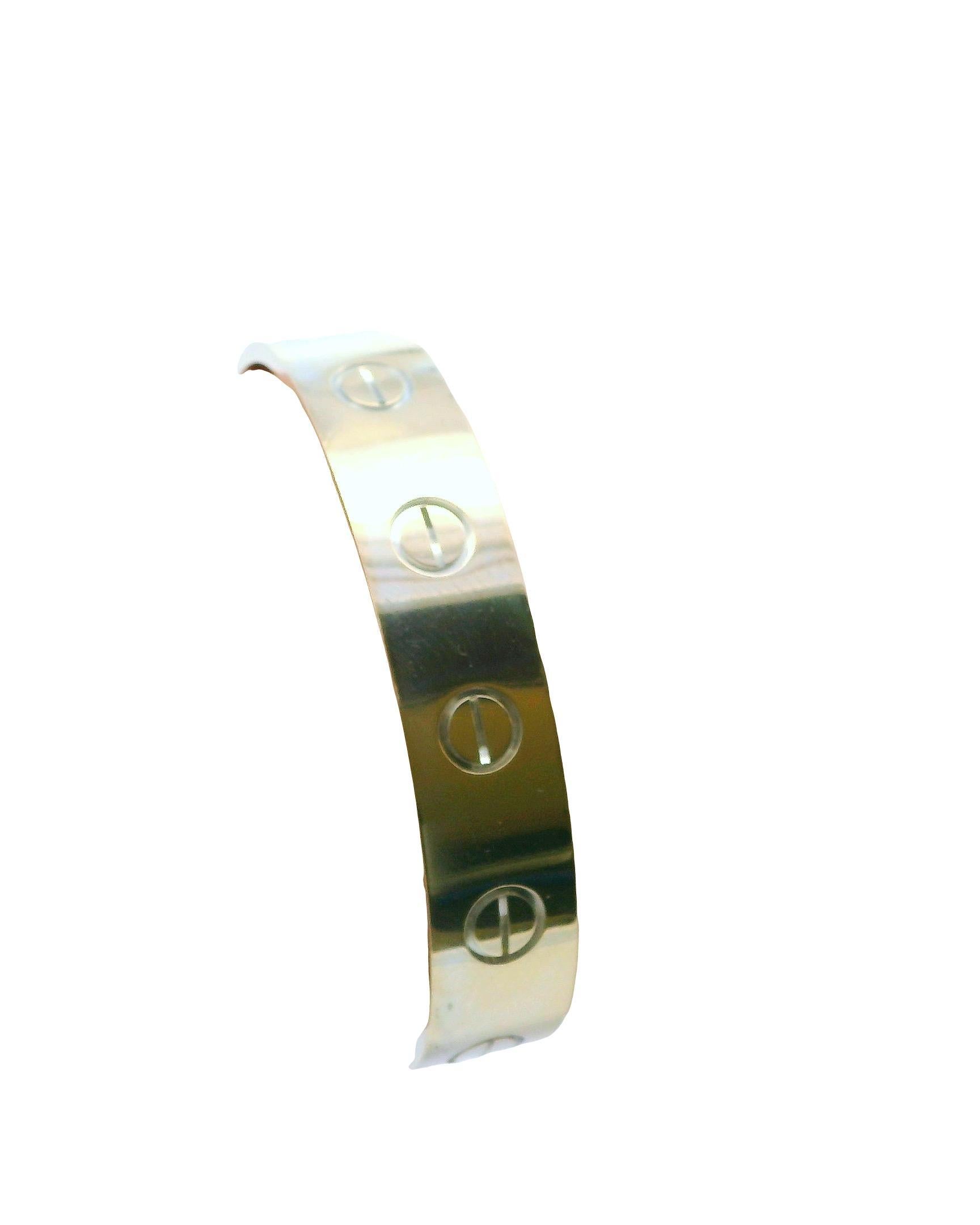 Cartier Love Bracelet Cuff Or Blanc Large XXL Taille '16' Excellent état - En vente à Great Neck Plaza, NY