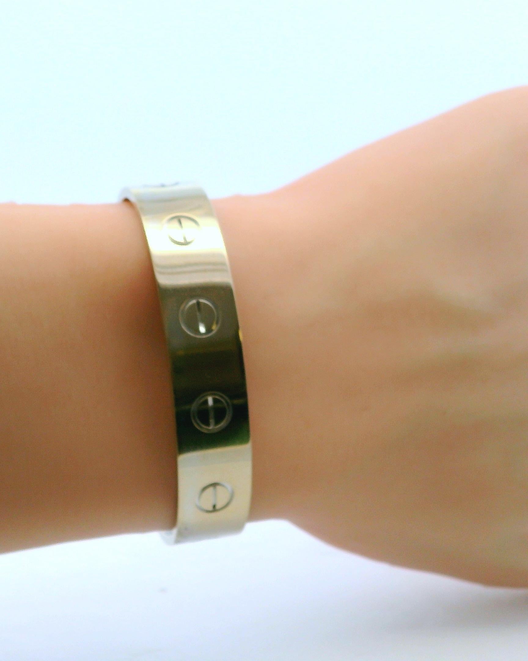 Cartier Love Bracelet Cuff Or Blanc Large XXL Taille '16' Unisexe en vente