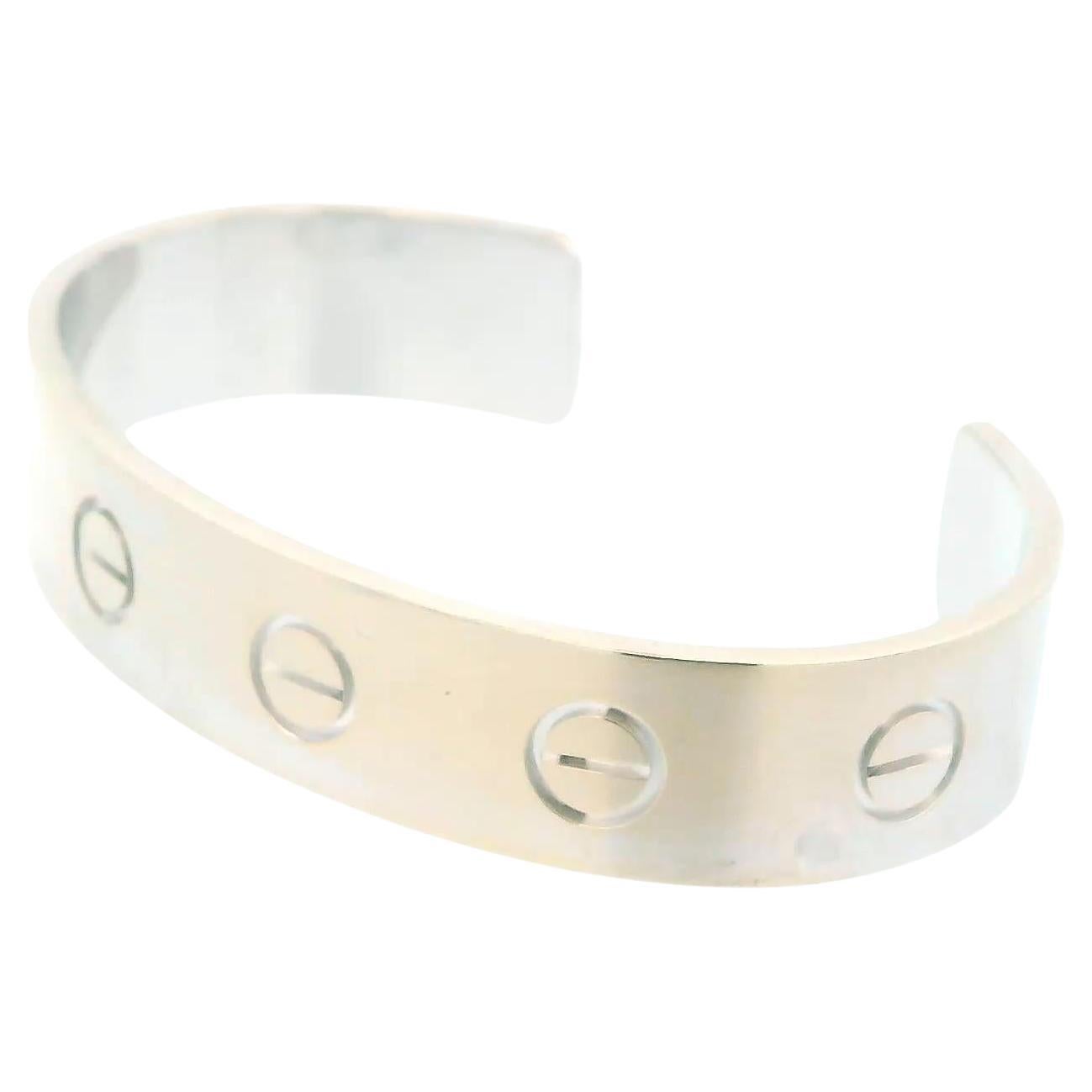 Cartier Love Bracelet Cuff Or Blanc Large XXL Taille '16' en vente