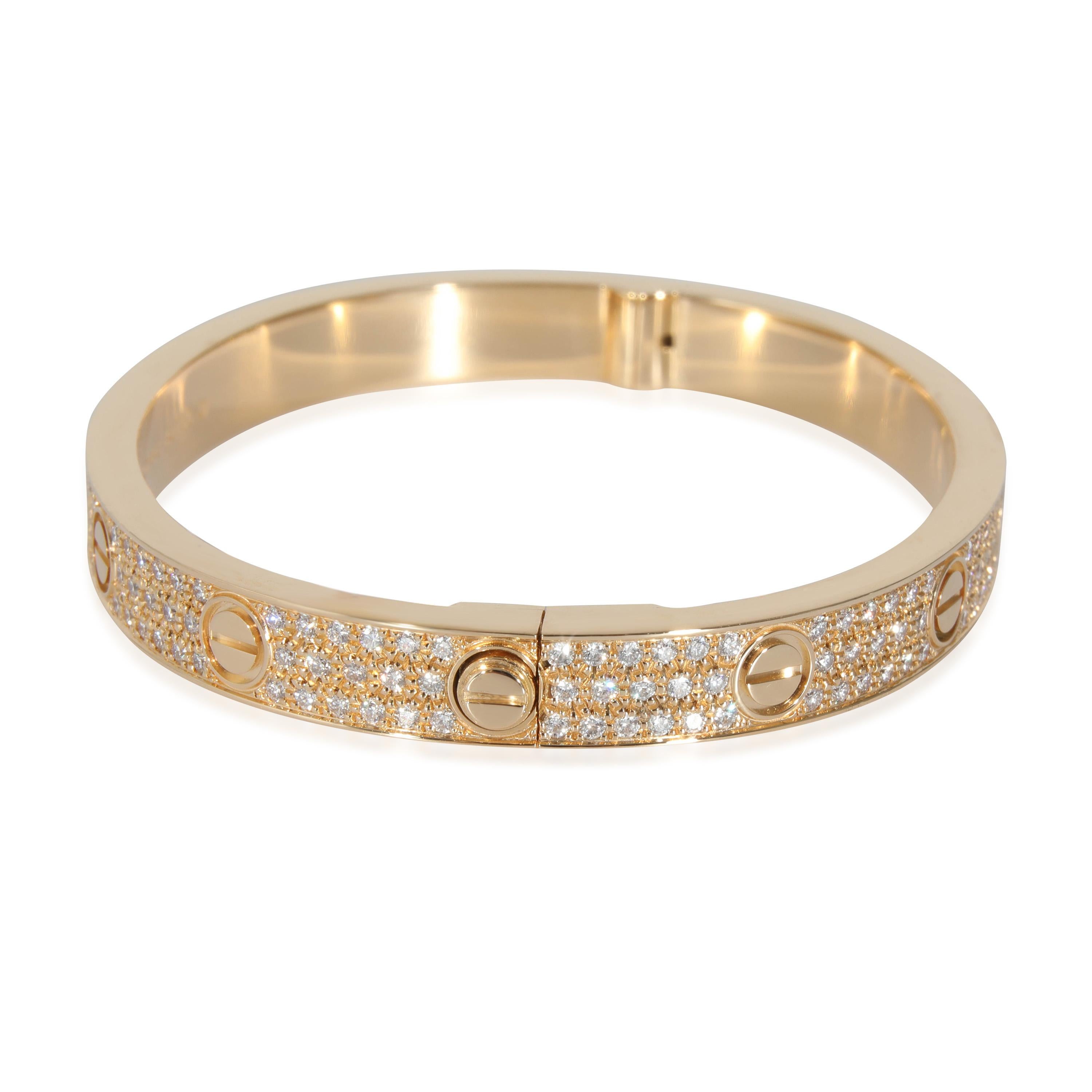 Cartier Love-Armband, Diamant-Pavé-Diamant  18 Karat Gelbgold 2 Karat Gelbgold im Zustand „Hervorragend“ in New York, NY