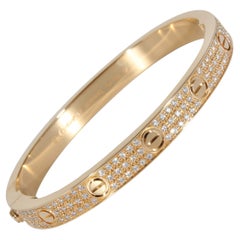 Cartier Love-Armband, Diamant-Pavé-Diamant  18 Karat Gelbgold 2 Karat Gelbgold