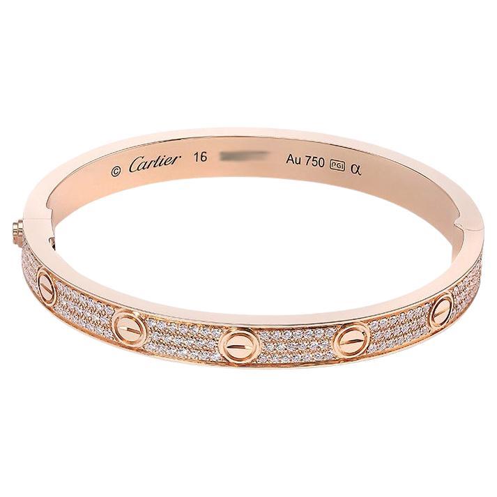 Cartier Love Bracelet Small Thin Diamond-Paved Bangle in Rose Gold For ...
