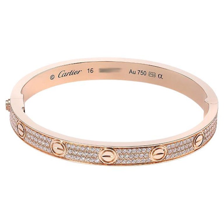 Cartier Rose Gold Full Pave Diamond Love Bracelet N6036916
