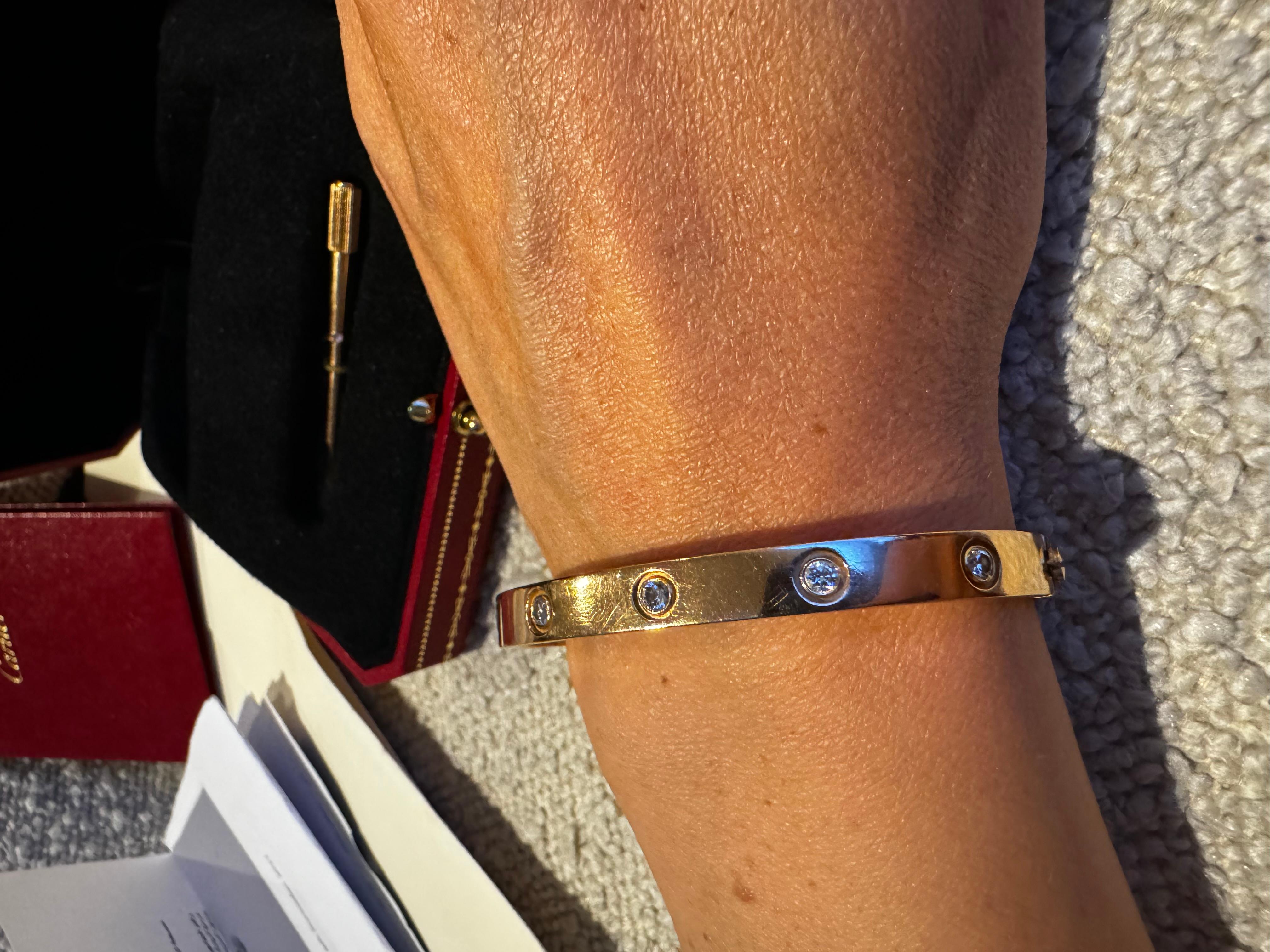 Brilliant Cut Cartier Love bracelet diamonds For Sale