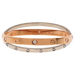Cartier 18K White And Rose Gold Love 12 Diamonds Size 17 Bracelet