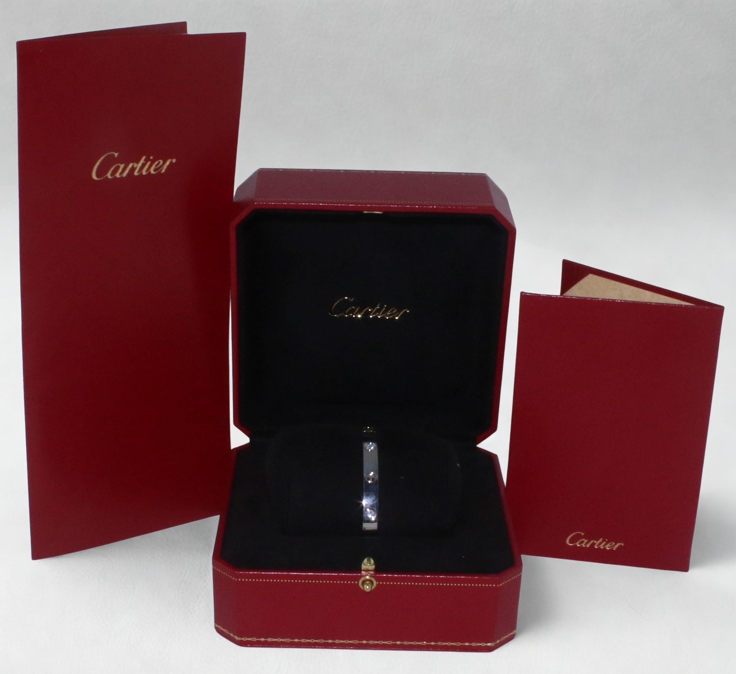 Contemporary Cartier Love Bracelet Four Diamonds White Gold Bangle Bracelet For Sale