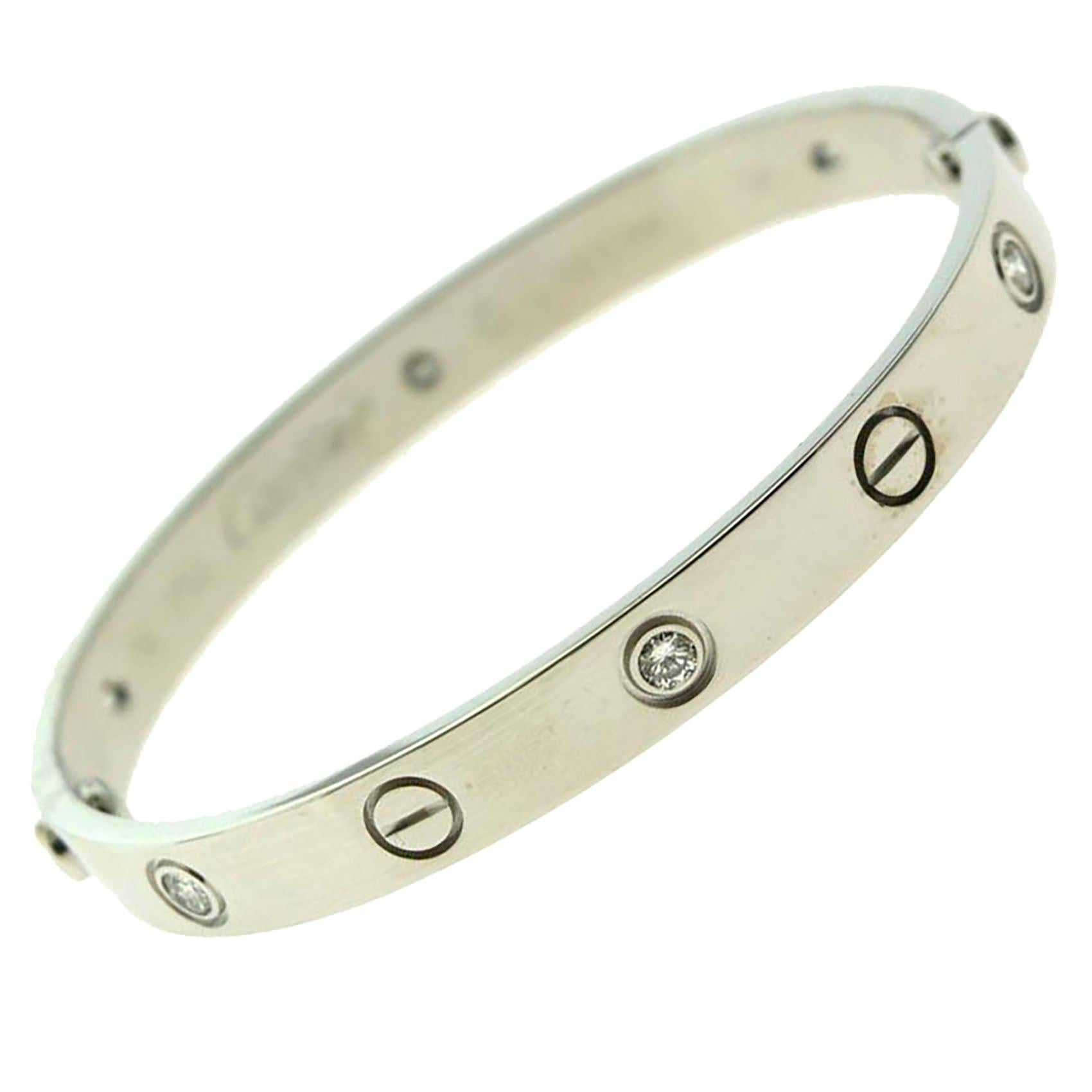 Cartier Love Bracelet in 18 Karat White Gold, 6 Diamonds Bracelet