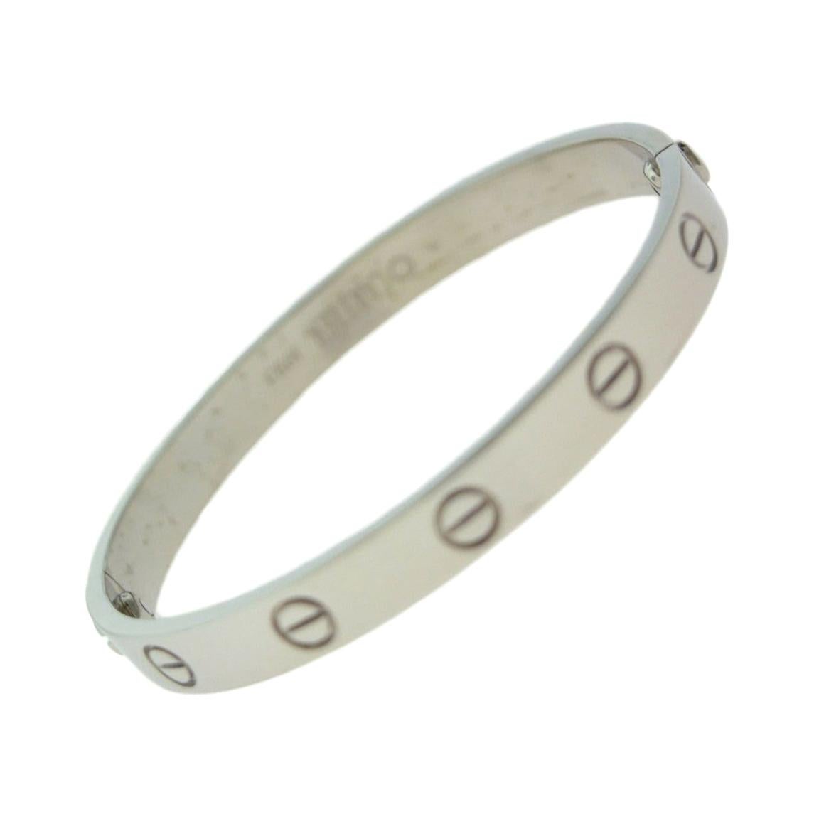 Cartier Love Bracelet in 18 Karat White Gold, Certified 