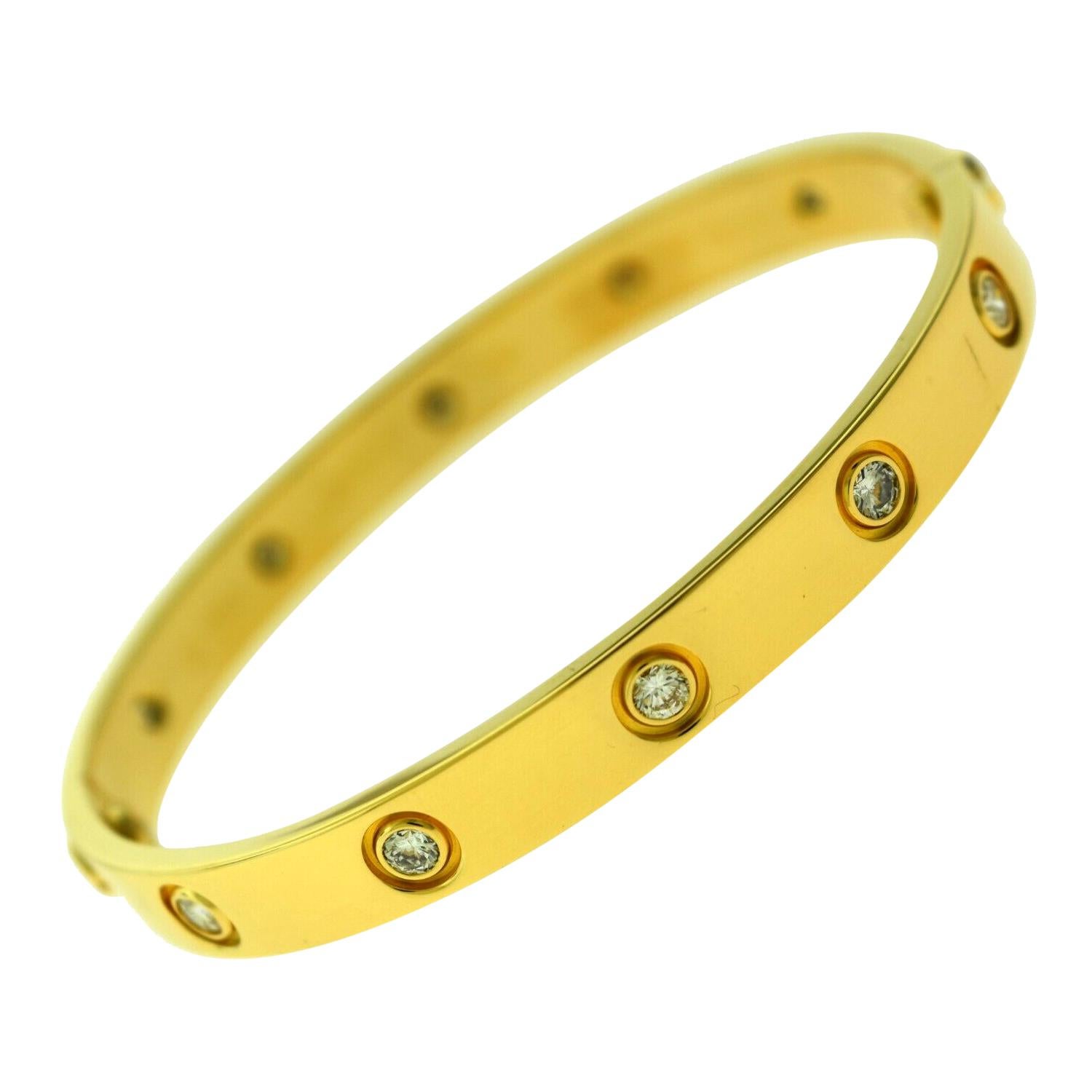 Cartier Love Bracelet in 18 Karat Yellow Gold, 10 Diamonds