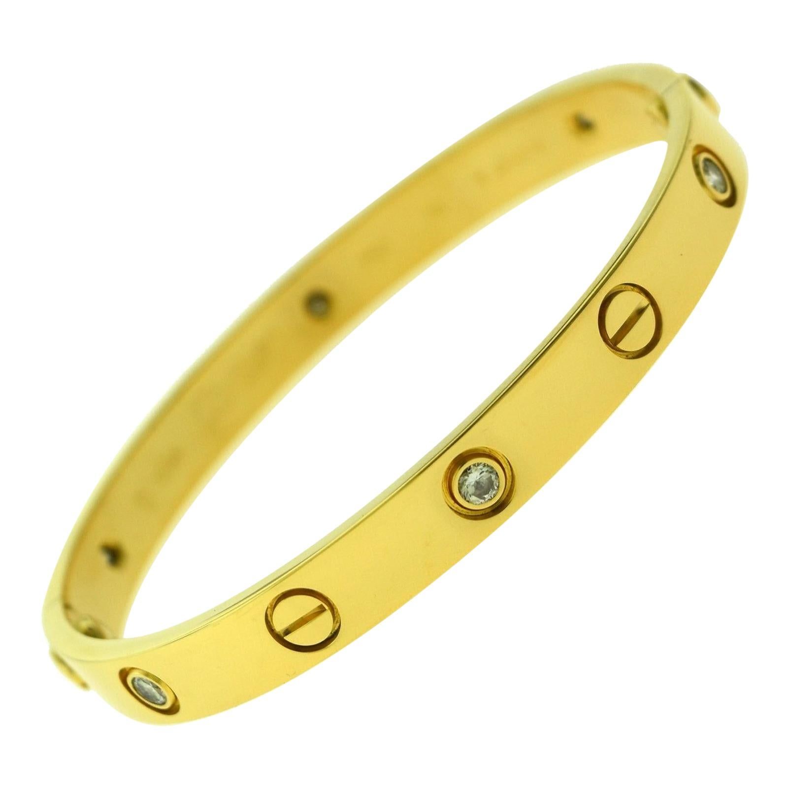 Cartier Love Bracelet in 18 Karat Yellow Gold, 6 Diamonds