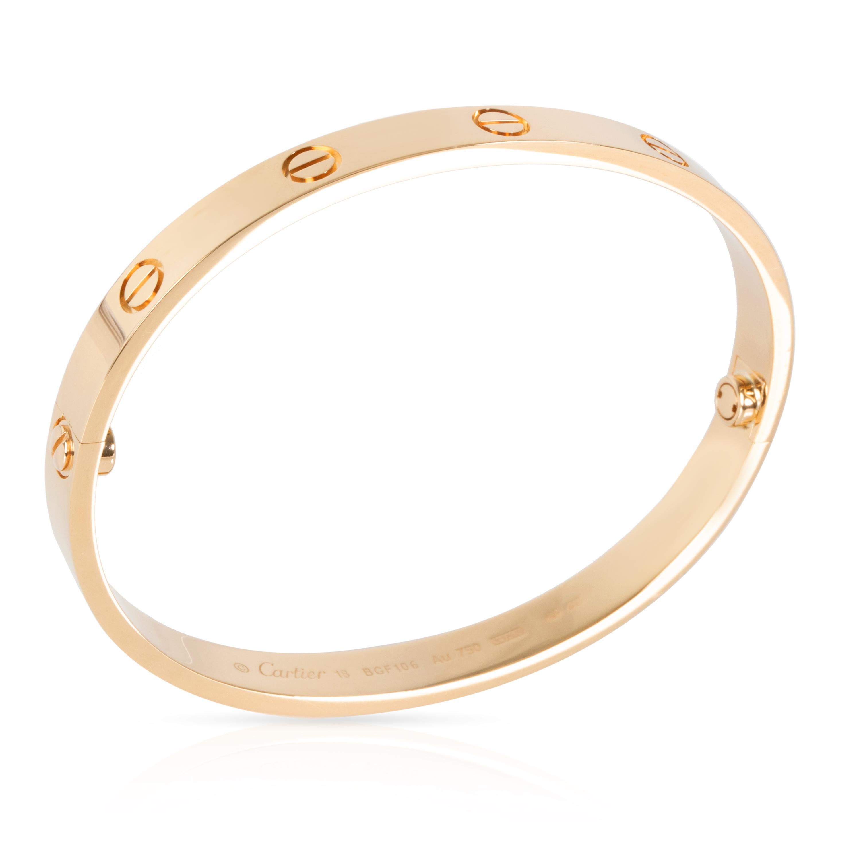 
Cartier Love Bracelet in 18K Yellow Gold

PRIMARY DETAILS
SKU: 105310

Condition Description: Retails for 6,300 USD. In excellent condition and recently polished. Cartier Size 18. Comes with the original box and papers.

Brand: