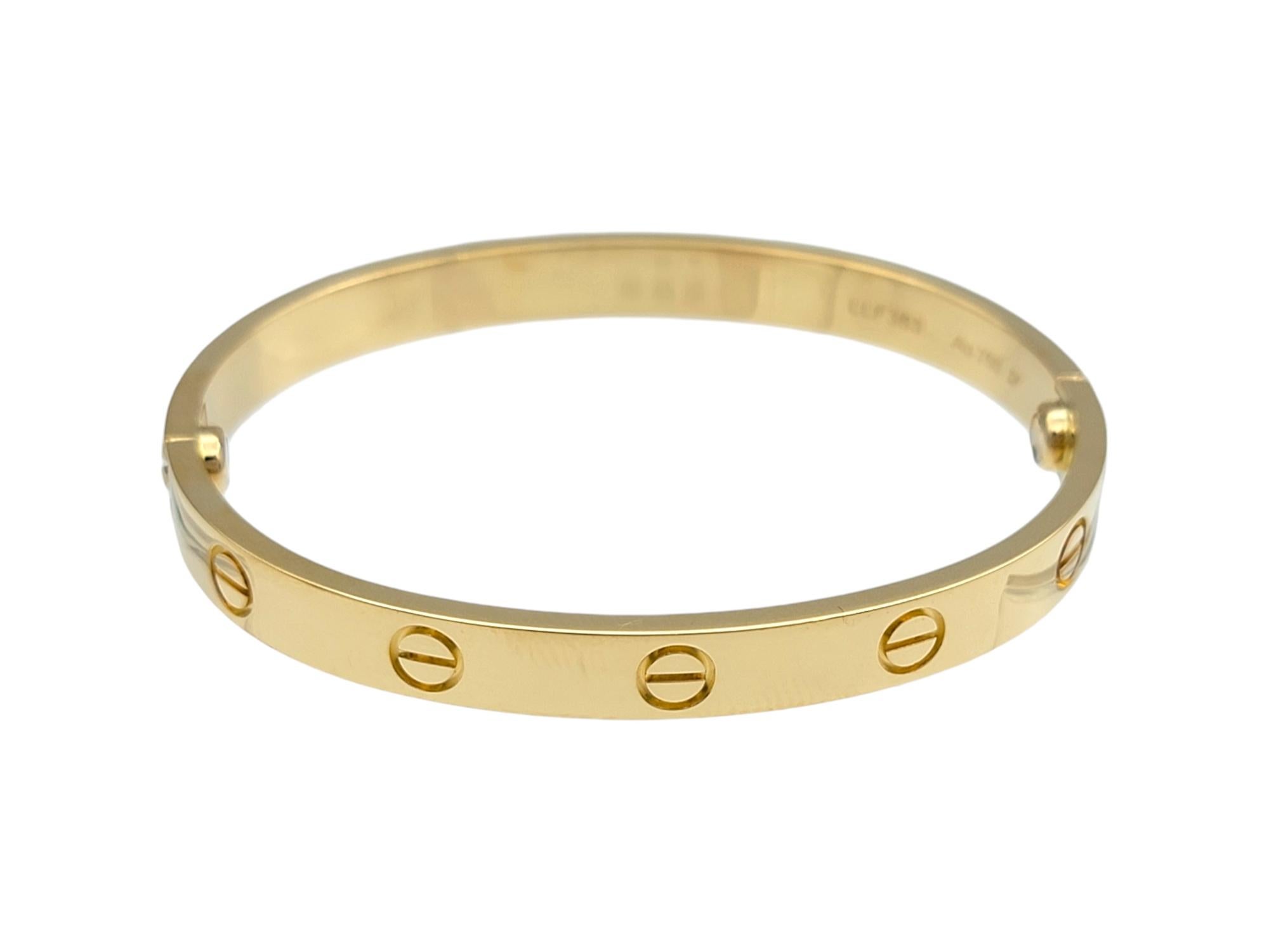 Cartier Love Bracelet in 18 Karat Yellow Gold with Box and Screwdriver, Size 16 In Good Condition In Scottsdale, AZ