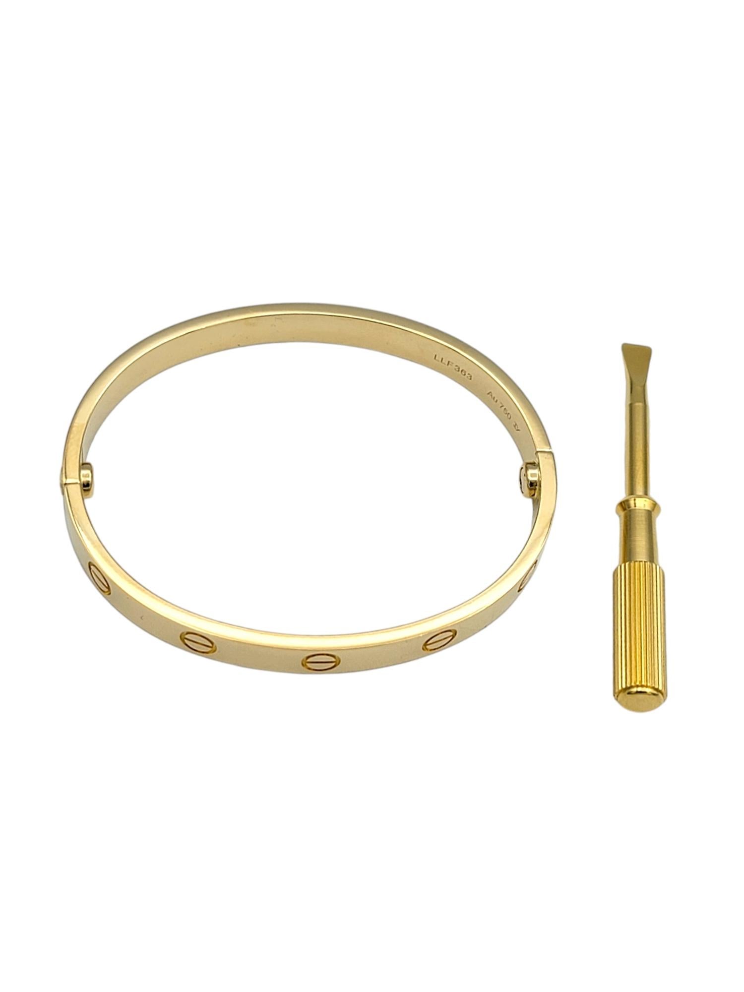 Cartier Love Bracelet in 18 Karat Yellow Gold with Box and Screwdriver, Size 16 1