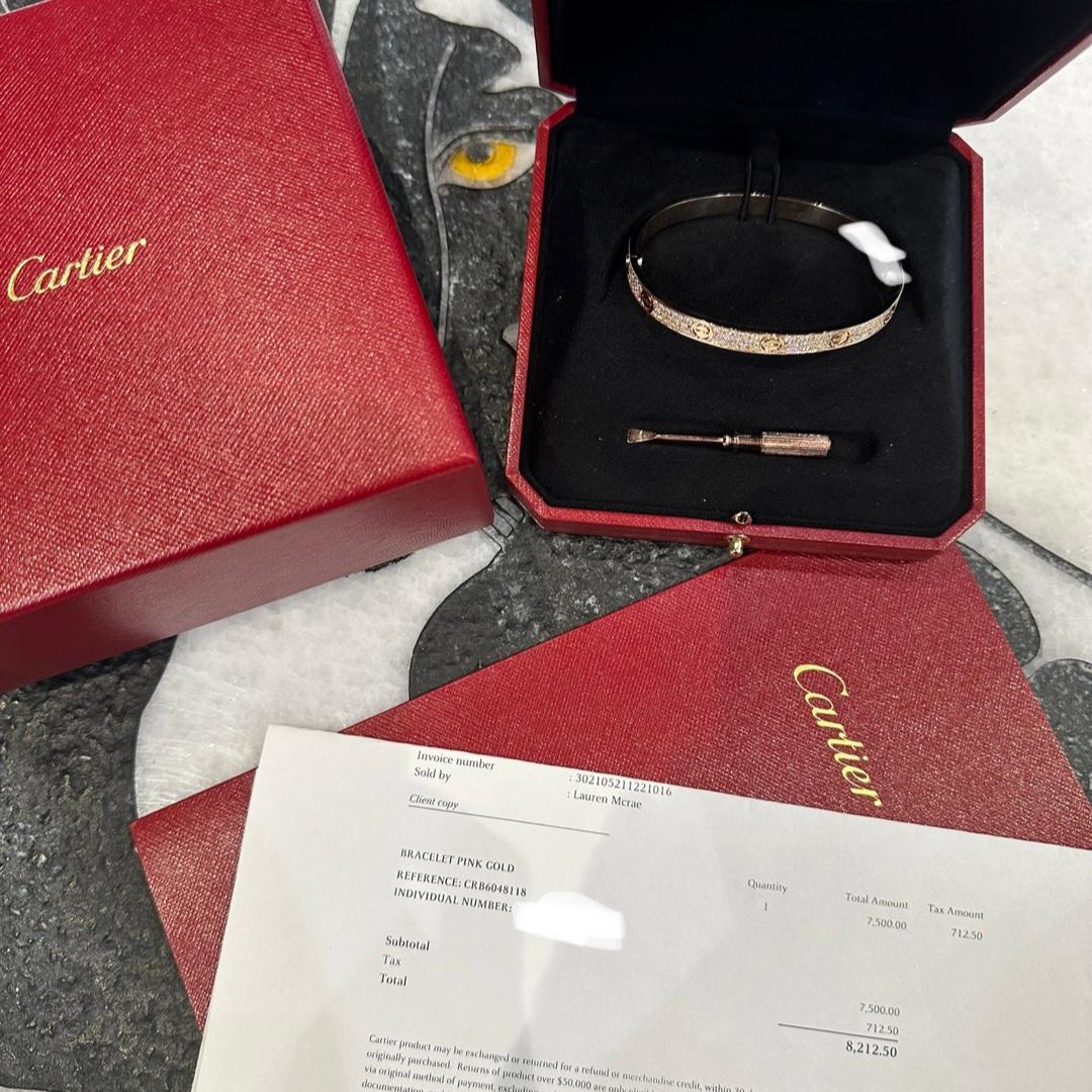 Cartier Love-Armband aus 18 Karat Roségold und Diamanten GRÖSSE 19 (Moderne)