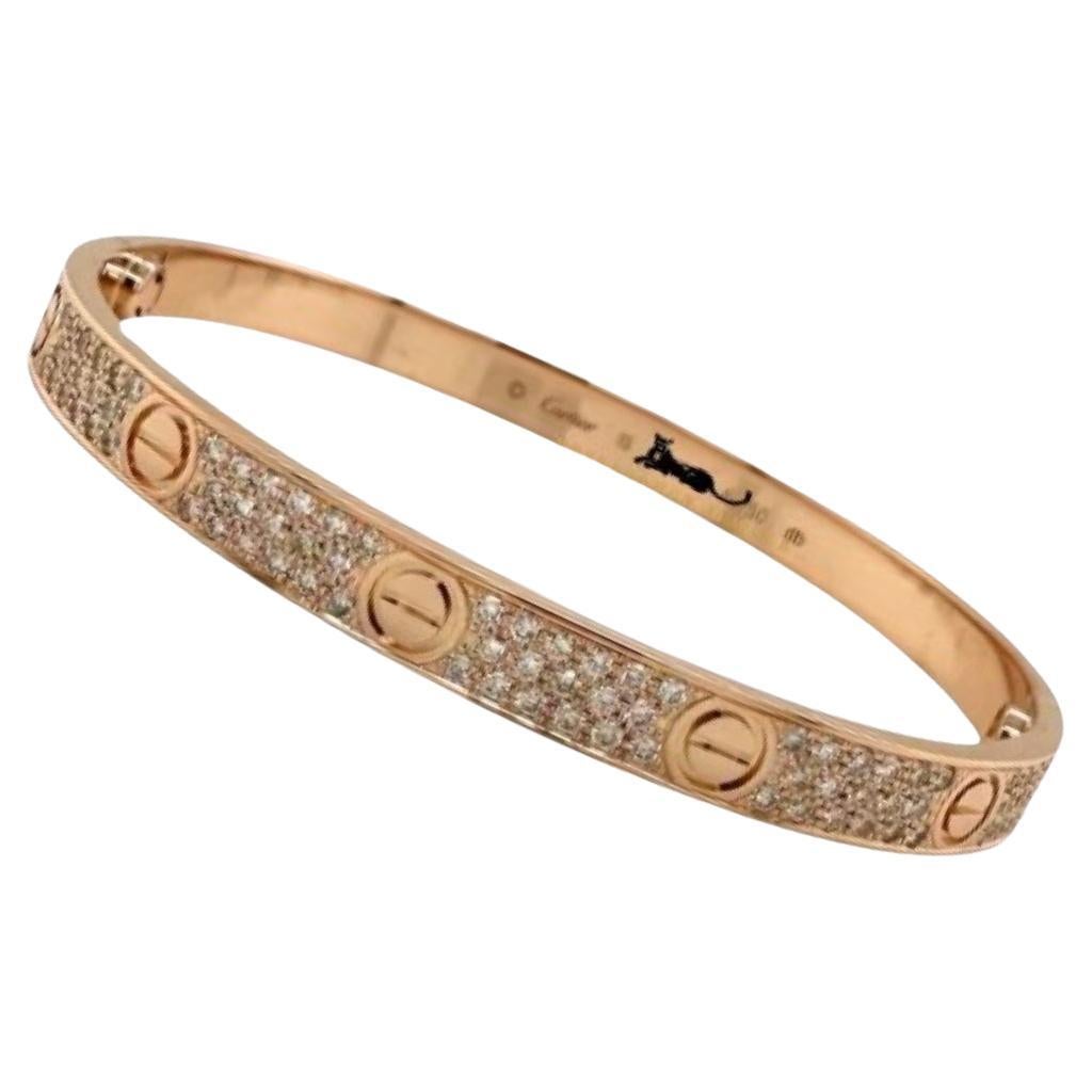 Cartier Love Bracelet in 18K Rose Gold and Diamonds SIZE 19 For Sale