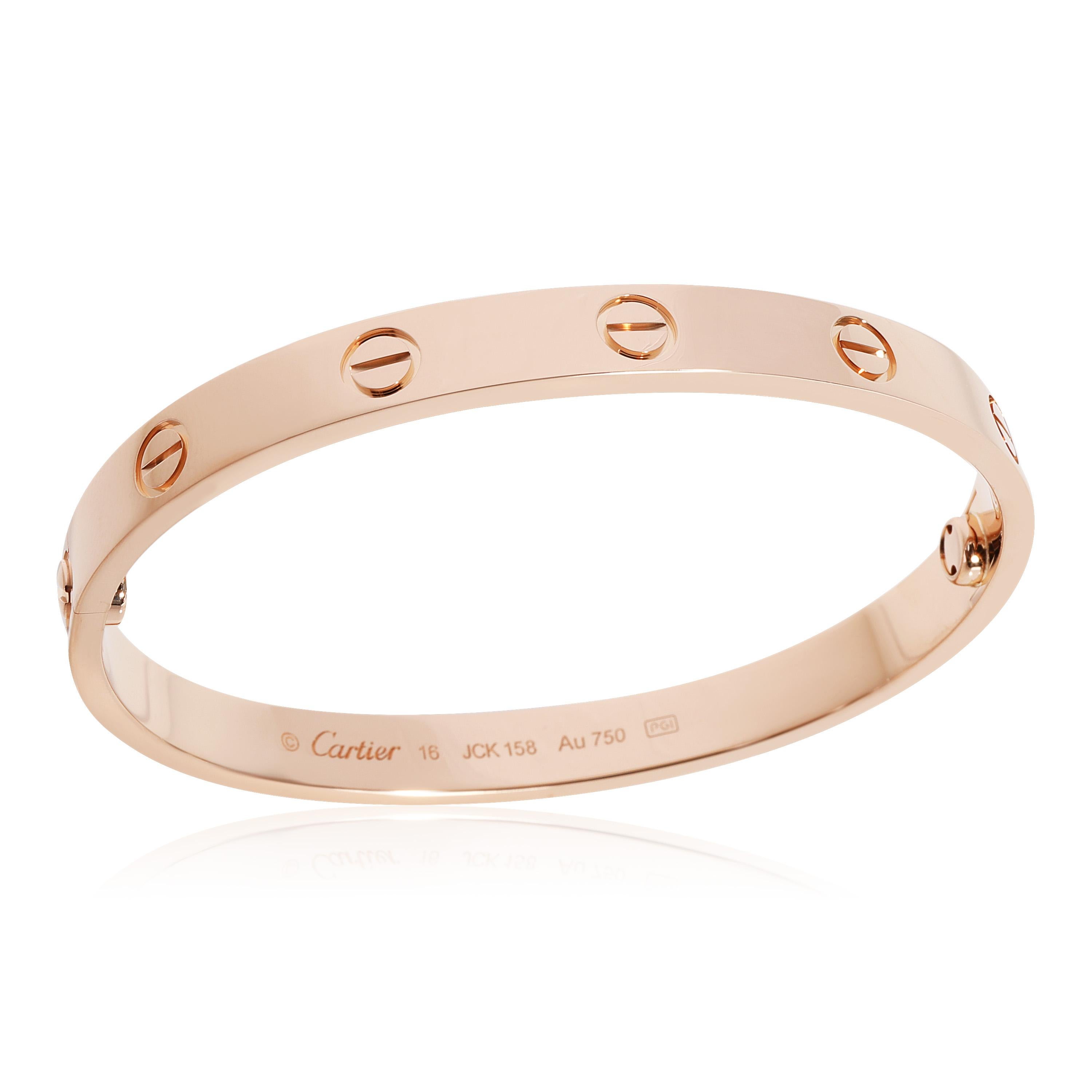 Cartier LOVE Bracelet in 18K Rose Gold

PRIMARY DETAILS
SKU: 117454
Listing Title: Cartier LOVE Bracelet in 18K Rose Gold
Condition Description: Retails for 6900 USD. In excellent condition and recently polished. Cartier size 16. Comes with Box,